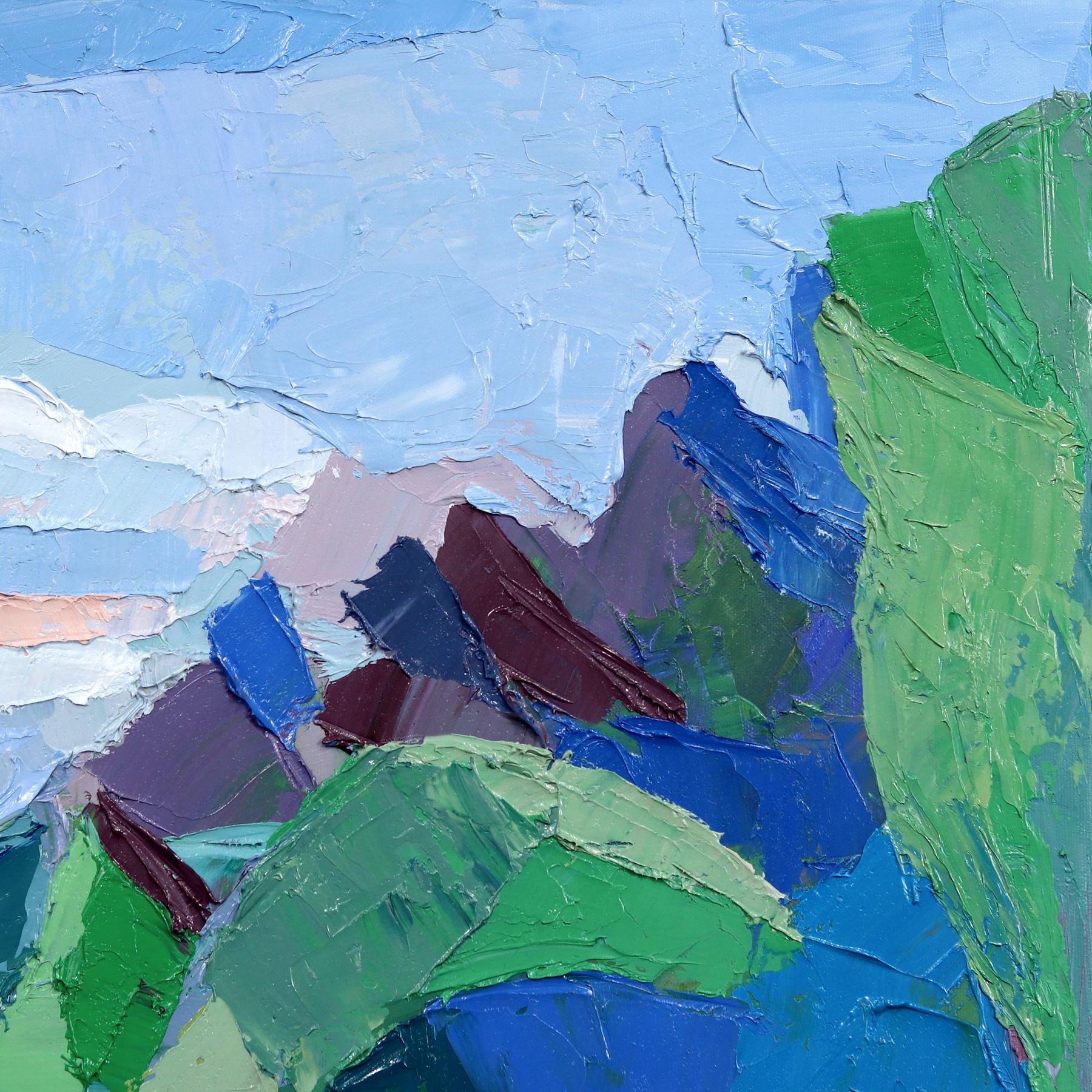 Cascata - Pittura originale di paesaggio Nature astratta ad impasto sui toni della terra in vendita 2