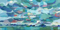 Flirt di nuvole, Midland - Pittura astratta originale Nature Landscape Impasto
