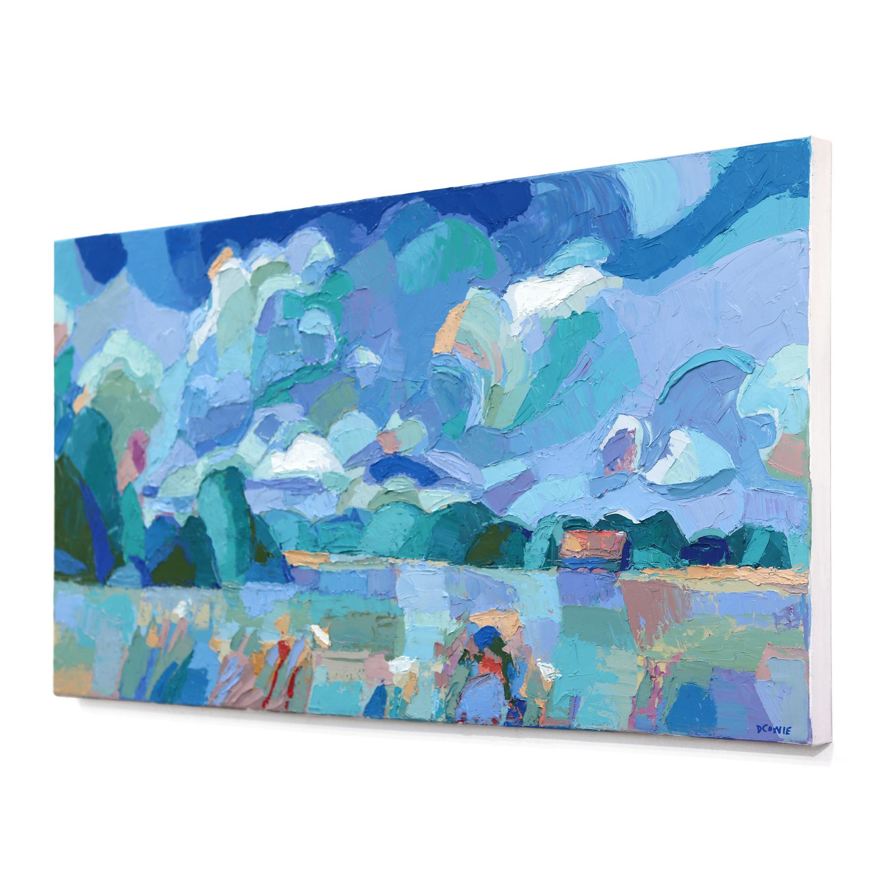 Utilizando una técnica pictórica de impasto, Dana Cowie crea paisajes agrícolas y rurales de inspiración cubista. Trabajando con esquemas de color controlados, sus obras parecen abstractas de cerca y se vuelven más representativas a medida que el
