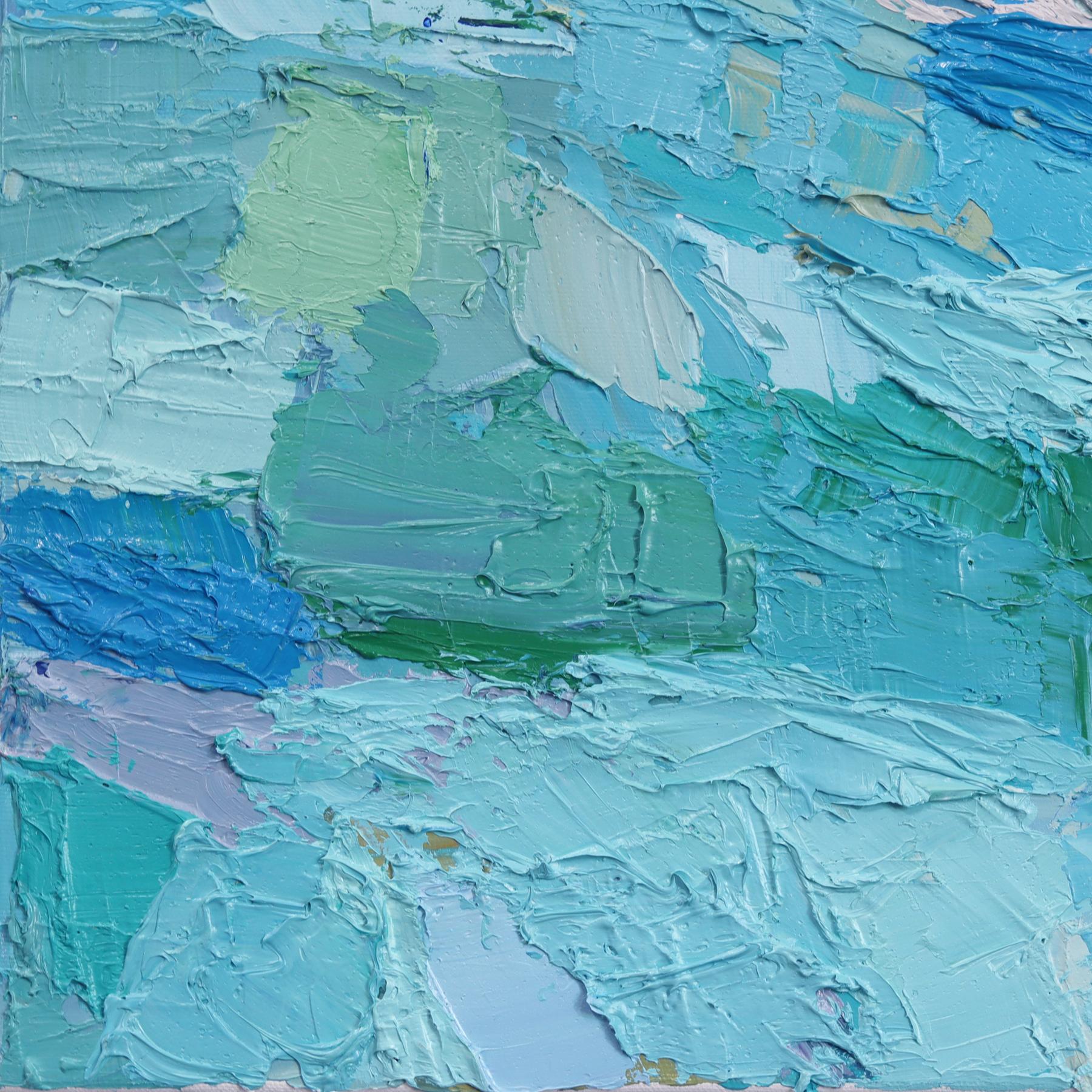 Collingwood Trail - Abstrakte erdige Töne Landschaft Textur Impasto Ölgemälde im Angebot 3