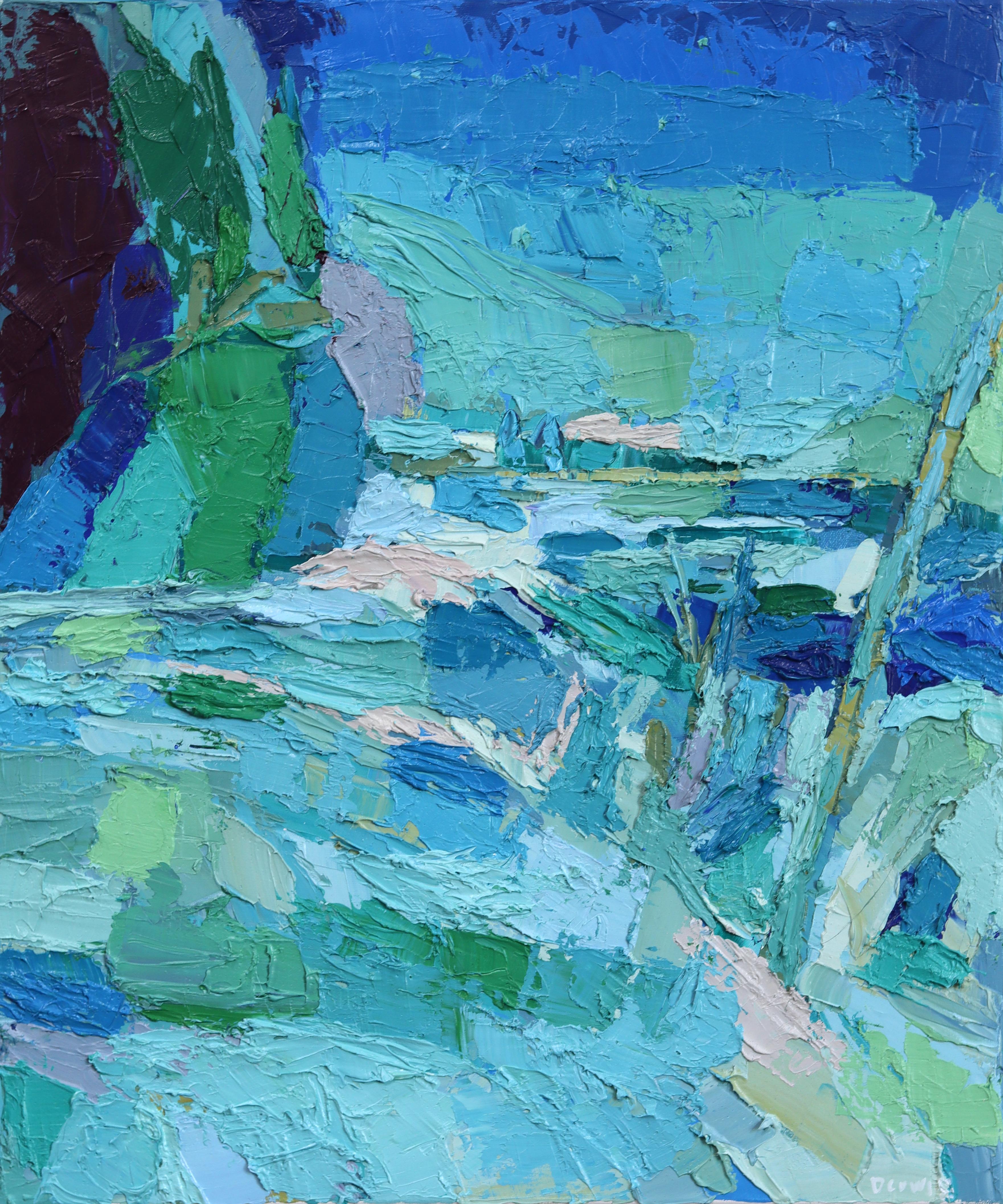 Collingwood Trail - Abstract Earthy Tone Landscape Textural Impasto Oil Painting