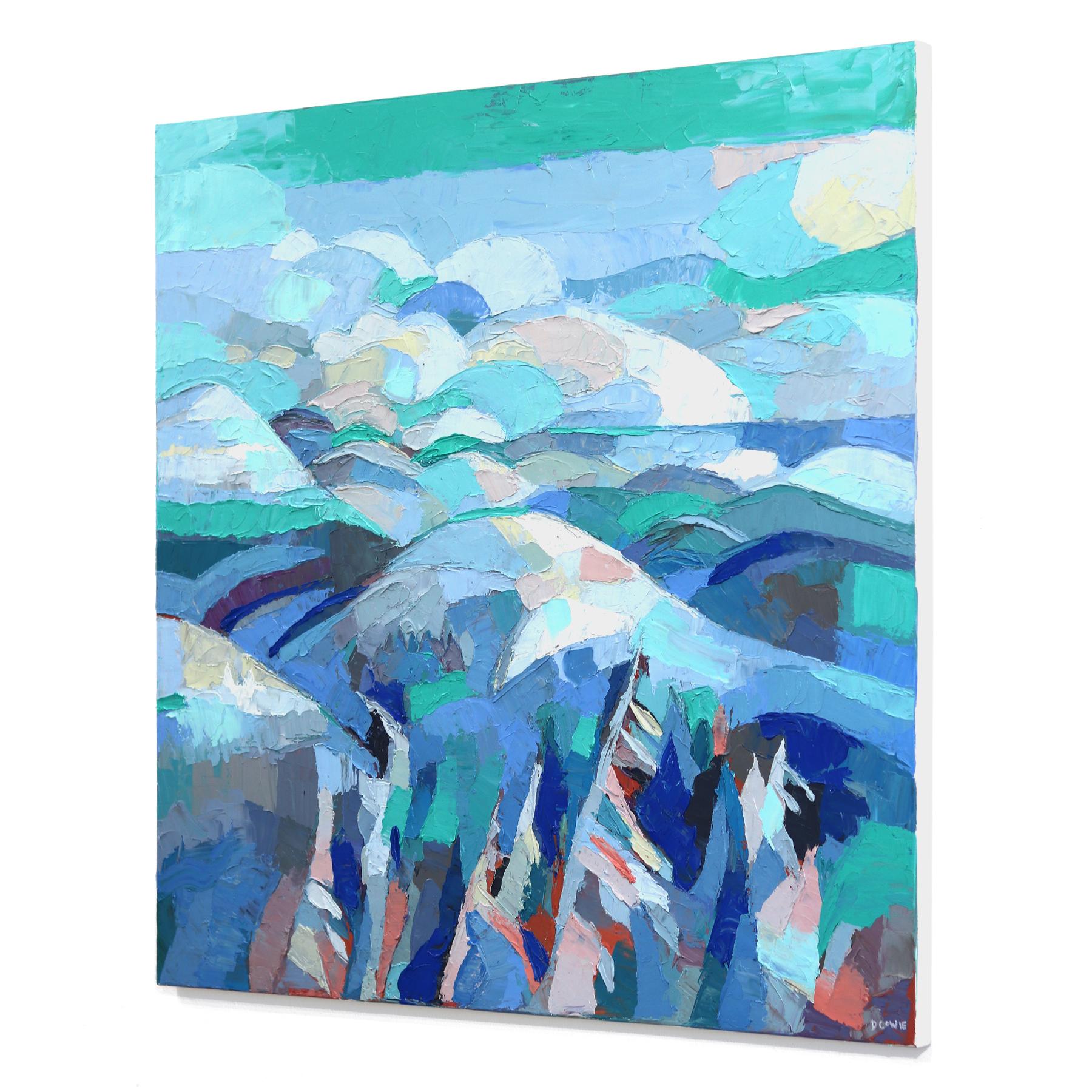 Curve - Pittura originale a toni freddi di Nature Astratte Paesaggio Textural Impasto - Landscape Painting Blu di Dana Cowie