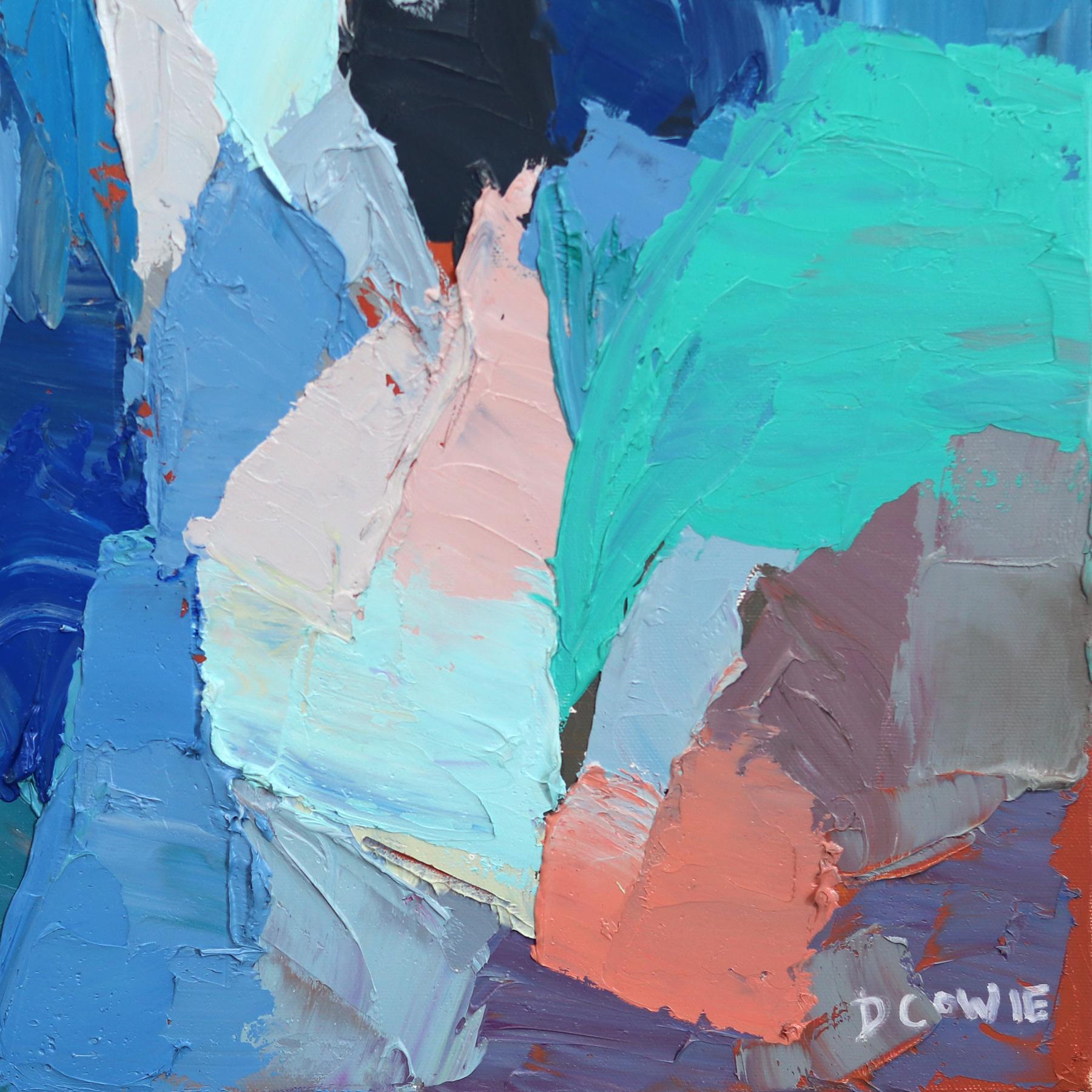Curve - Pittura originale a toni freddi di Nature Astratte Paesaggio Textural Impasto in vendita 3