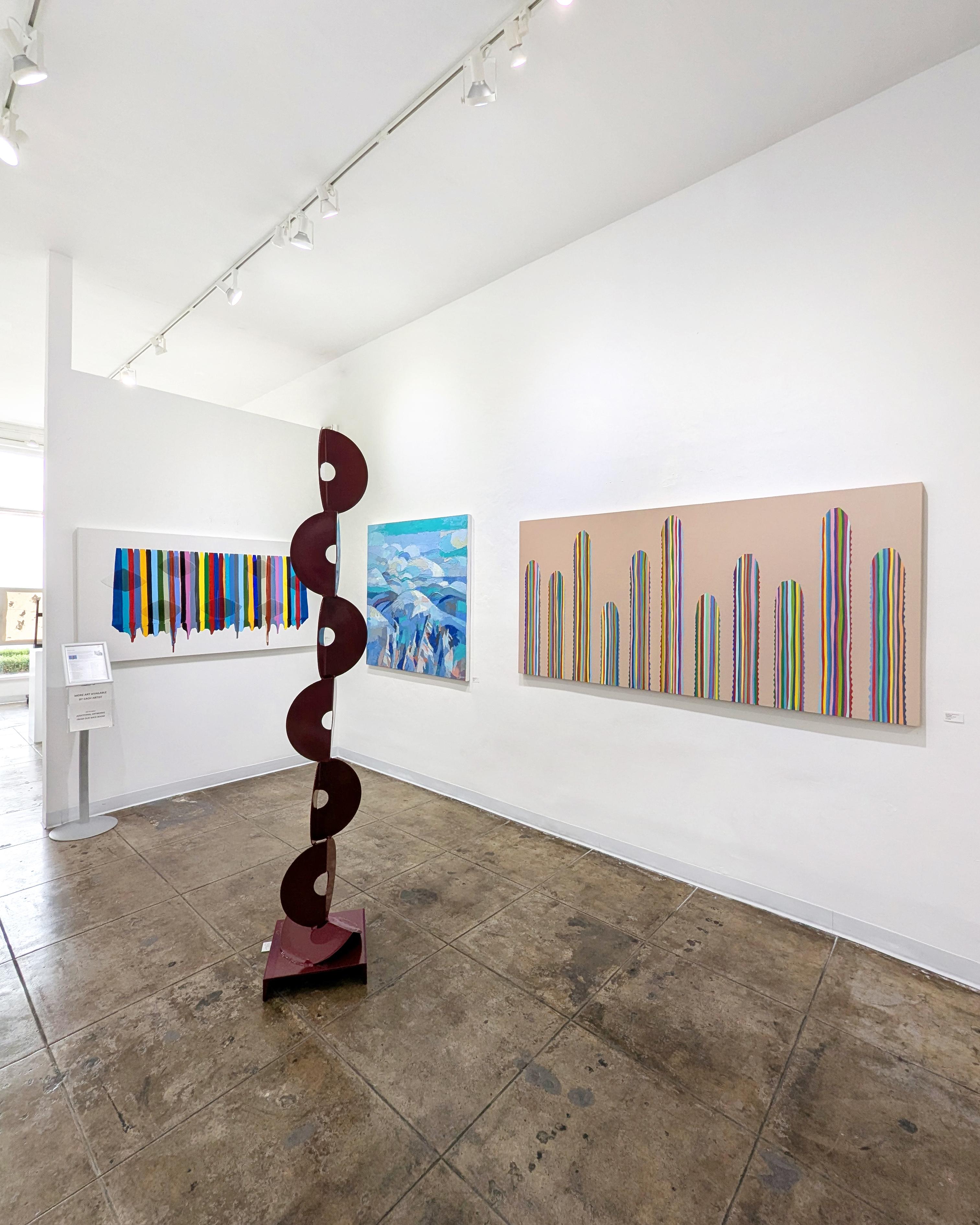 Kurven - Original Cool Tone Abstrakte Natur Landschaft Textur Impasto Malerei im Angebot 4