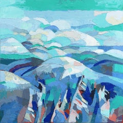 Curve - Pittura originale a toni freddi di Nature Astratte Paesaggio Textural Impasto