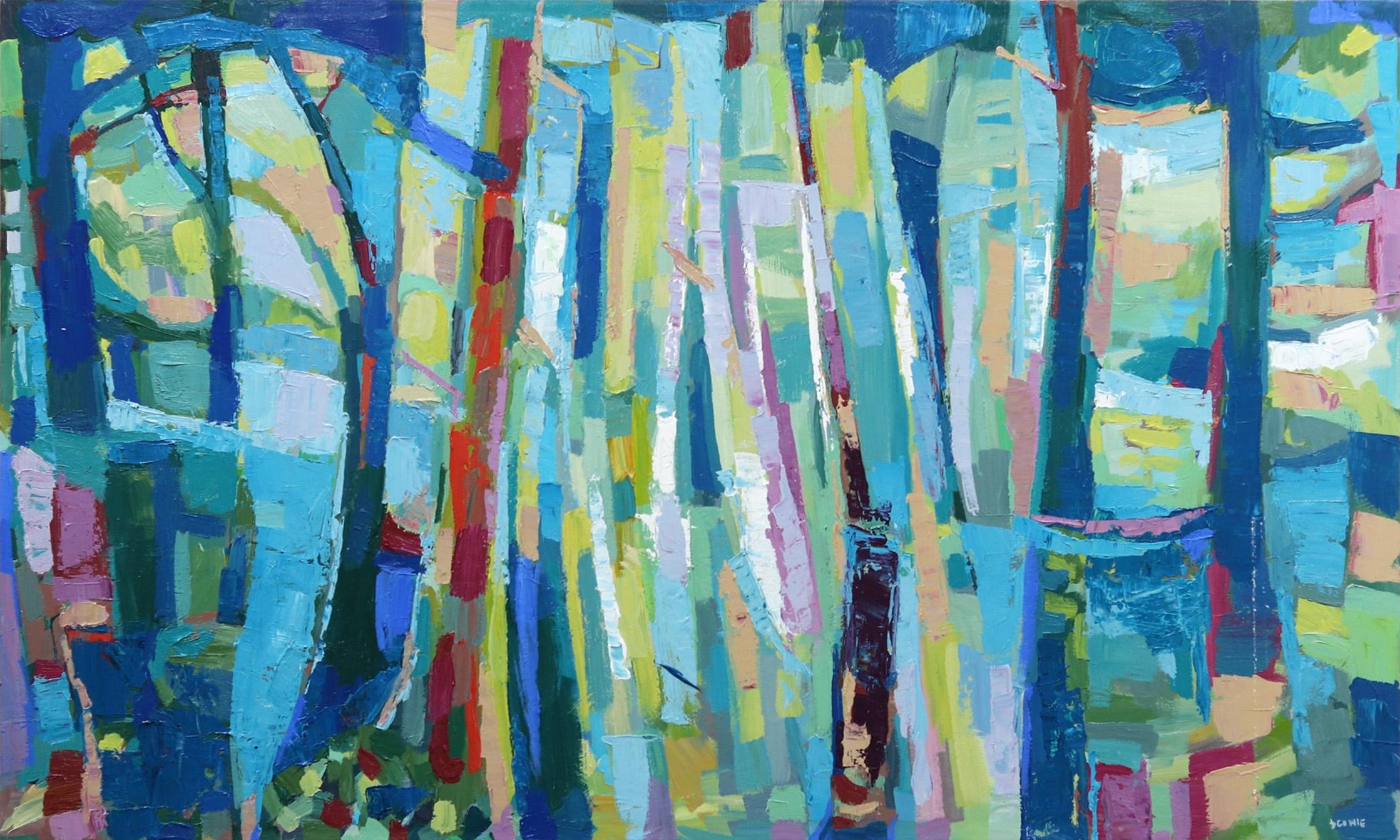 Dana Cowie Abstract Painting - "Enchanted Forest" - Original Impasto Abstract Landscape Painting