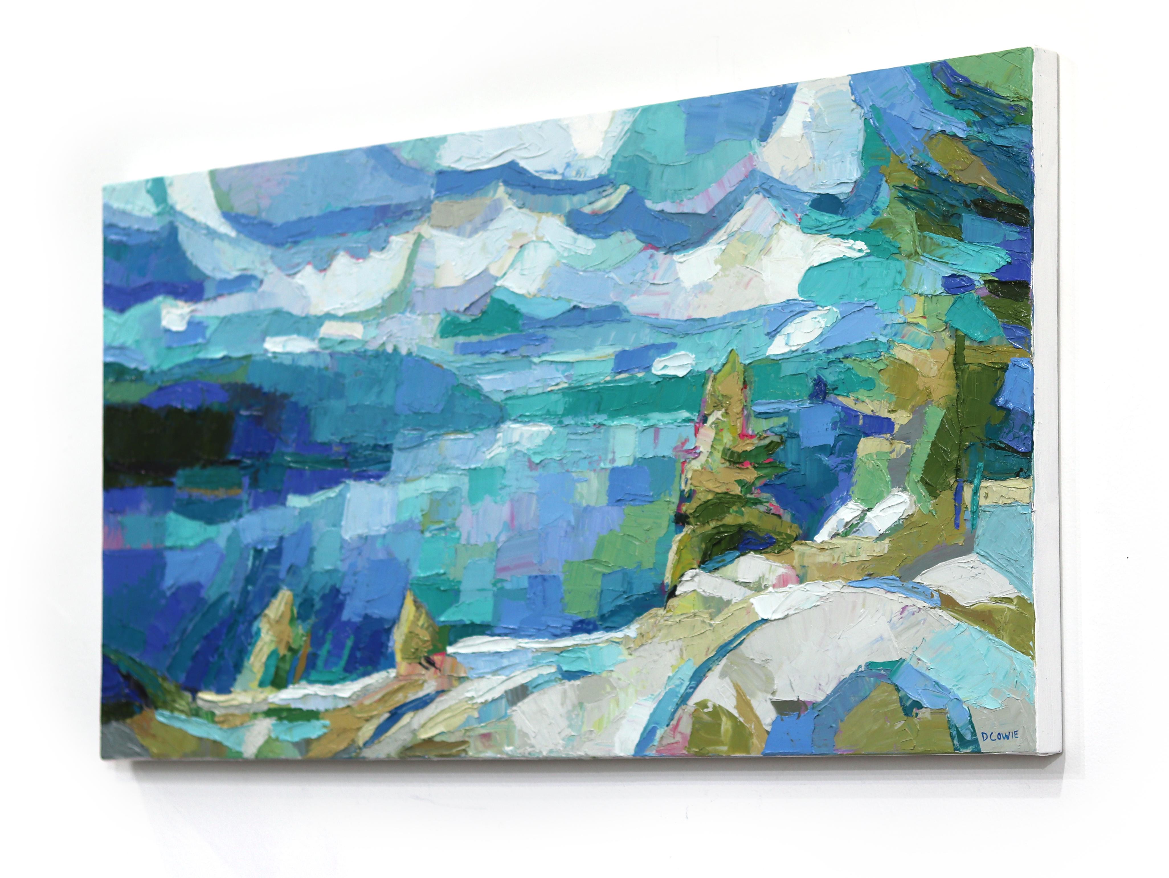 Gratitude - Original Blue Green Impasto Abstract Rural Landscape Painting For Sale 2