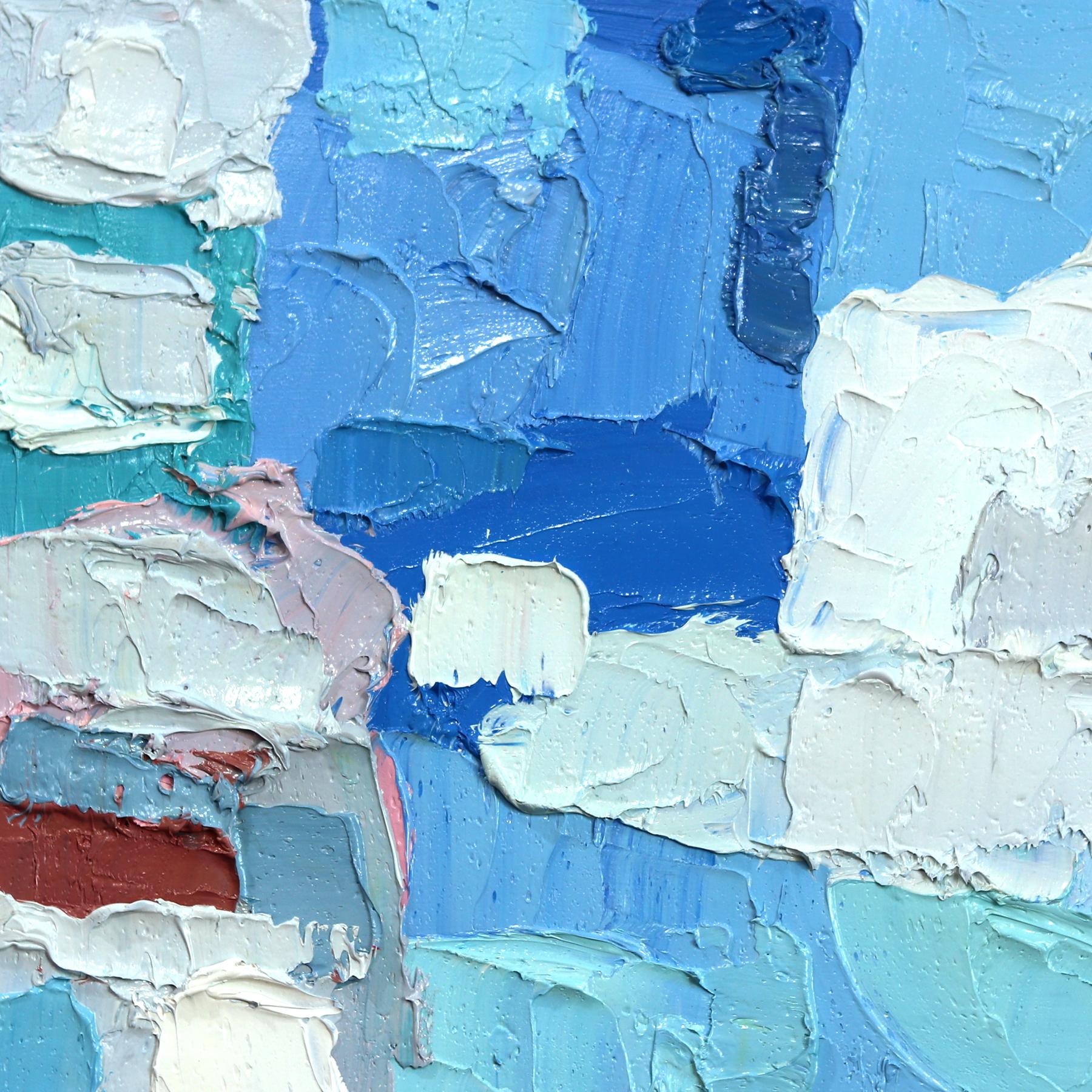 „ Happy“ – Original abstraktes Öl- Impasto-Landschaftsgemälde (Zeitgenössisch), Painting, von Dana Cowie