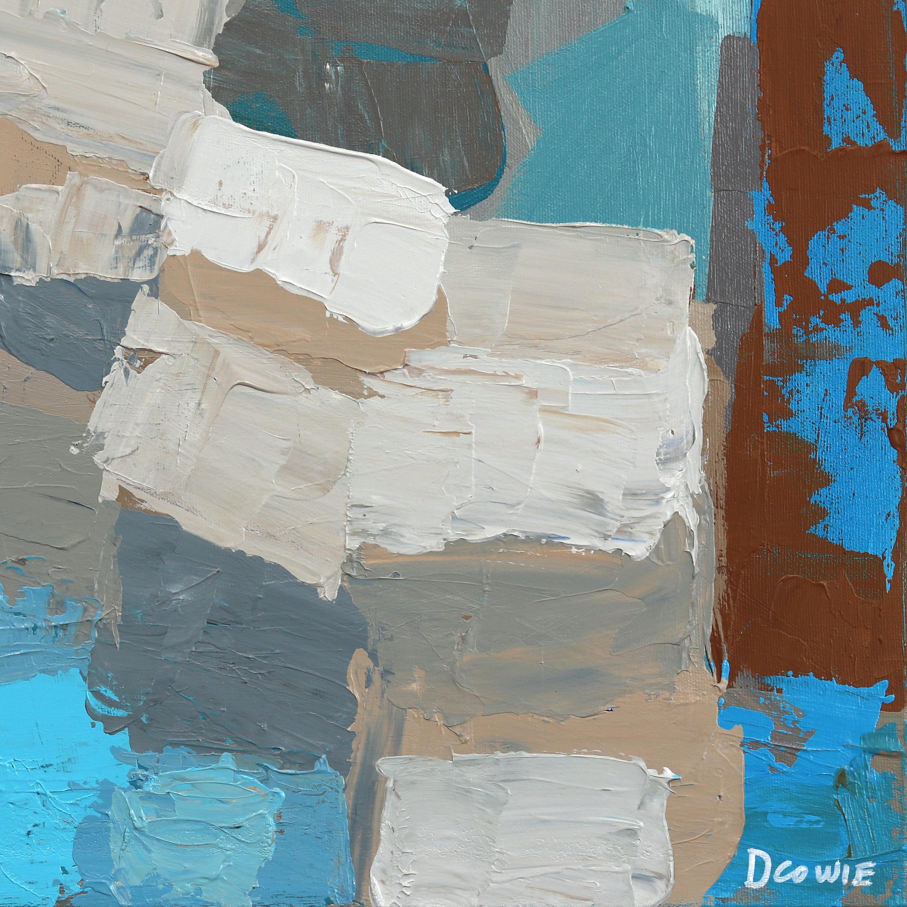 Hidden Place - Original Impasto Abstract Beige Blue Landscape Forrest Painting For Sale 5