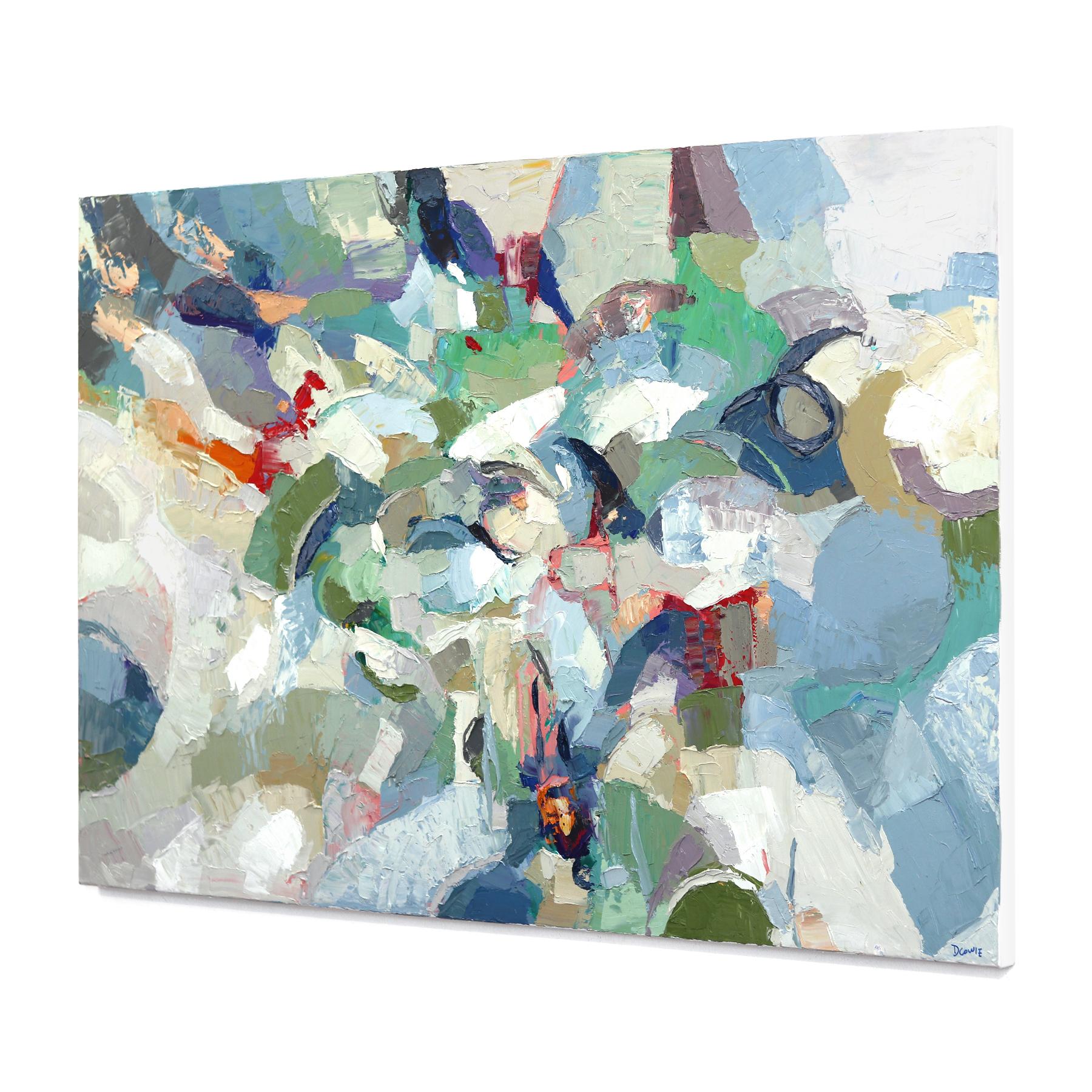 Lâcher le contrôle - Peinture originale abstraite de paysage de nature texturée à l'empâtement - Gris Abstract Painting par Dana Cowie