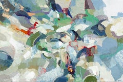 Lâcher le contrôle - Peinture originale abstraite de paysage de nature texturée à l'empâtement