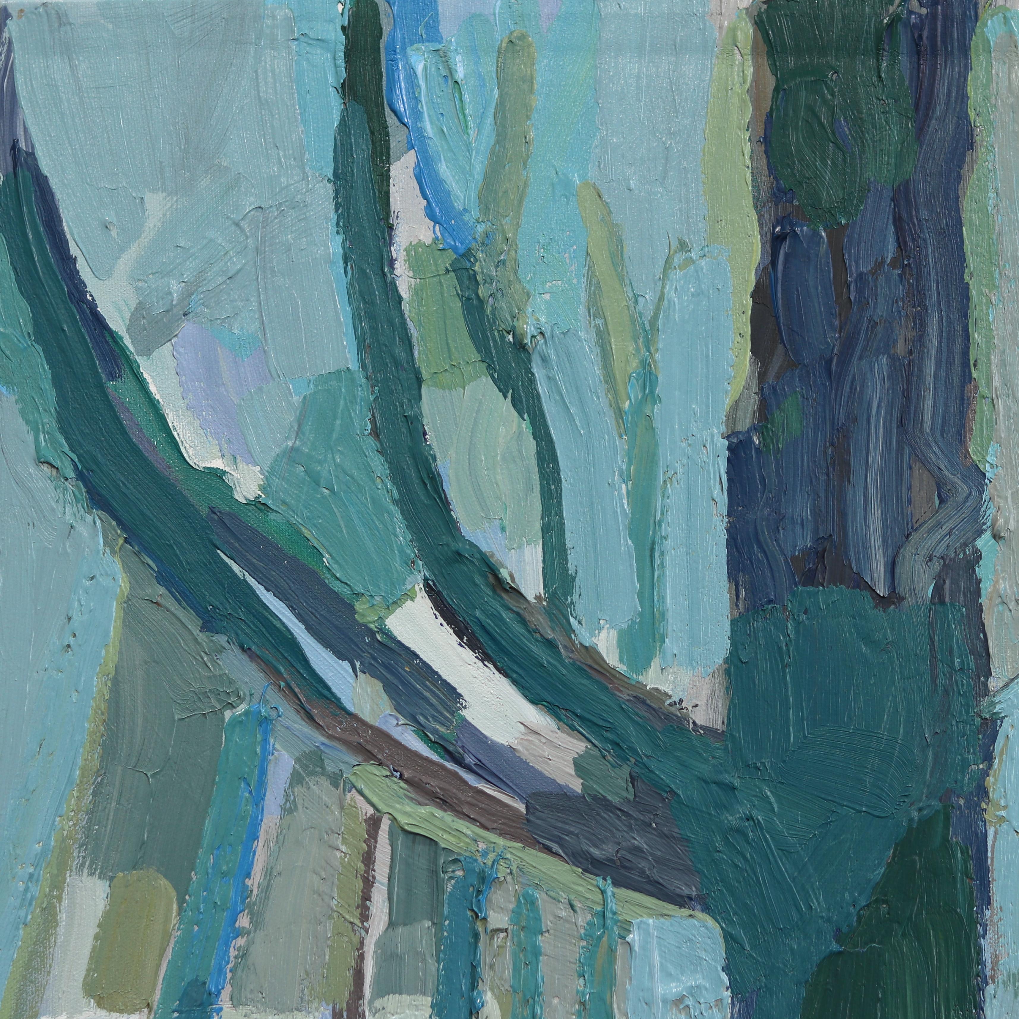 Forest Maple - Grande peinture originale Impasto Abstract Forest Trees Landscape - Contemporain Painting par Dana Cowie