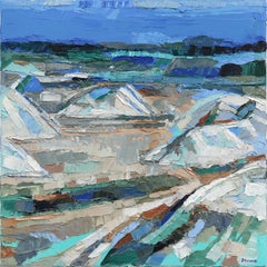 Quarry Landscape - Original Impasto Abstract Blue Grey Beige Painting