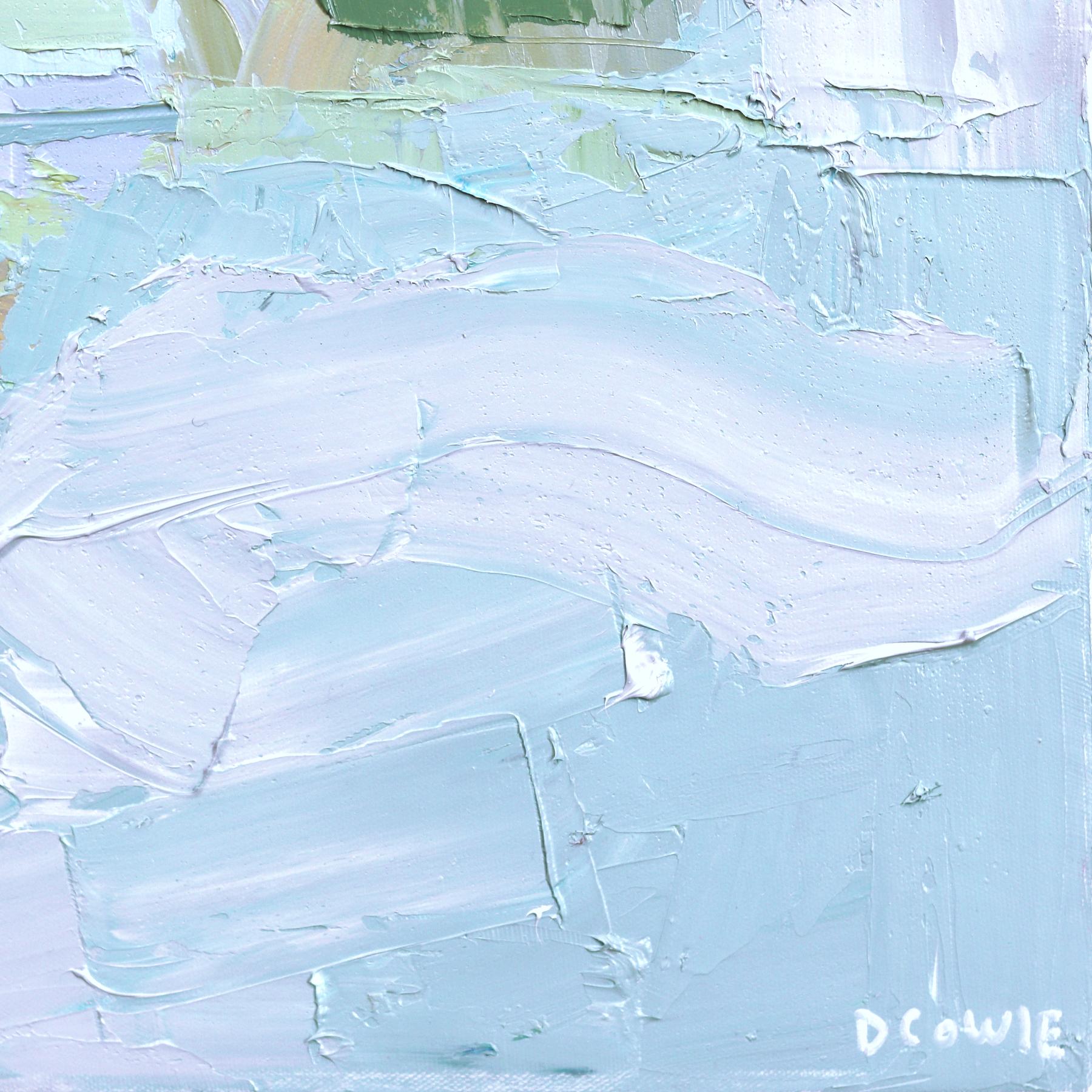 Shady Spot, Guatemala - Cool Tone Abstract Landscape Textural Impasto Malerei im Angebot 3