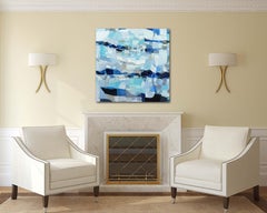 Slow Living - Original Oil Impasto Blue Turquoise Abstract Landscape Painting