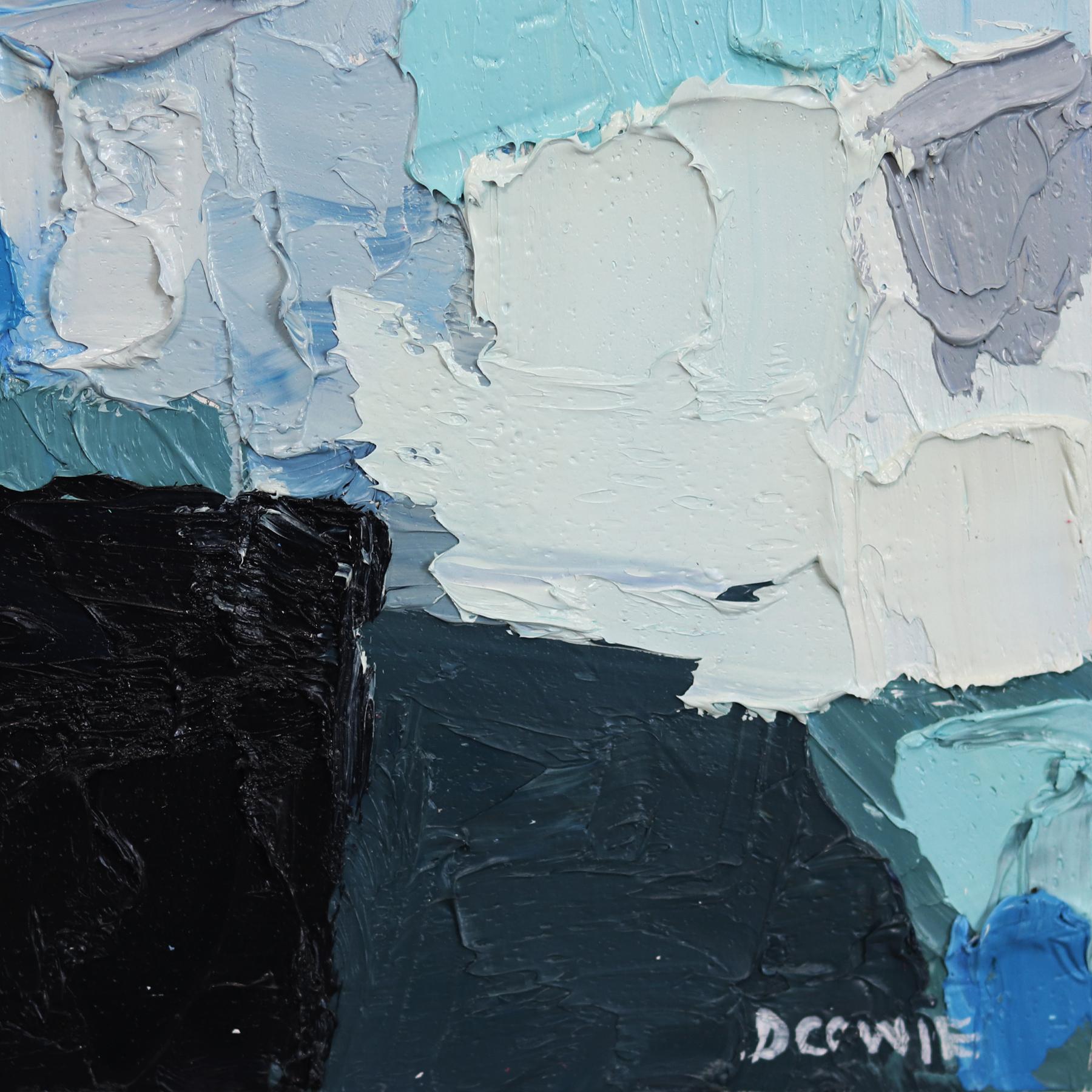 Slow Living - Pintura original al óleo Impasto Azul Turquesa Paisaje Abstracto en venta 1