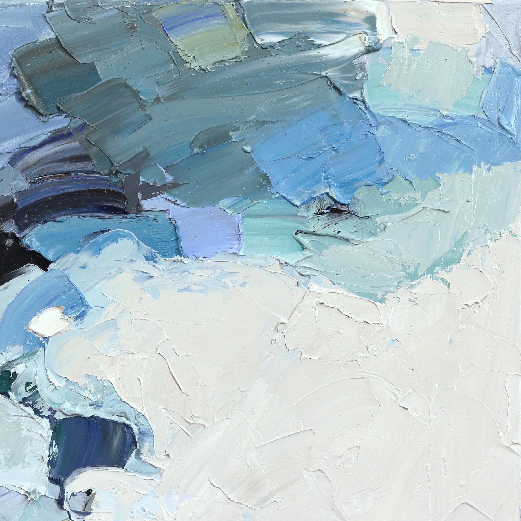 Storm - Blue Cool Tone Abstract Dramatic Landscape Textural Impasto Painting en vente 2