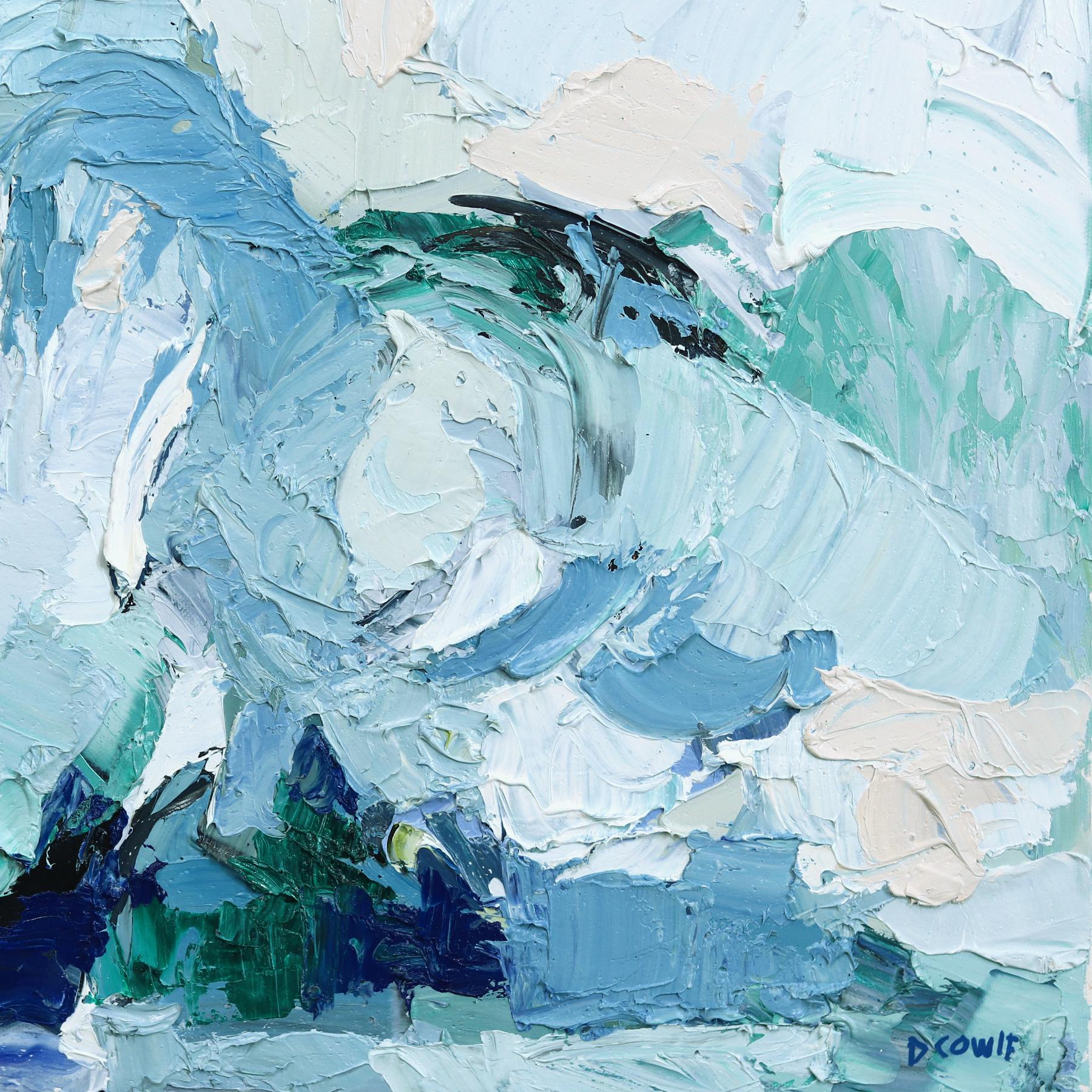 Storm - Blue Cool Tone Abstract Dramatic Landscape Textural Impasto Painting en vente 5