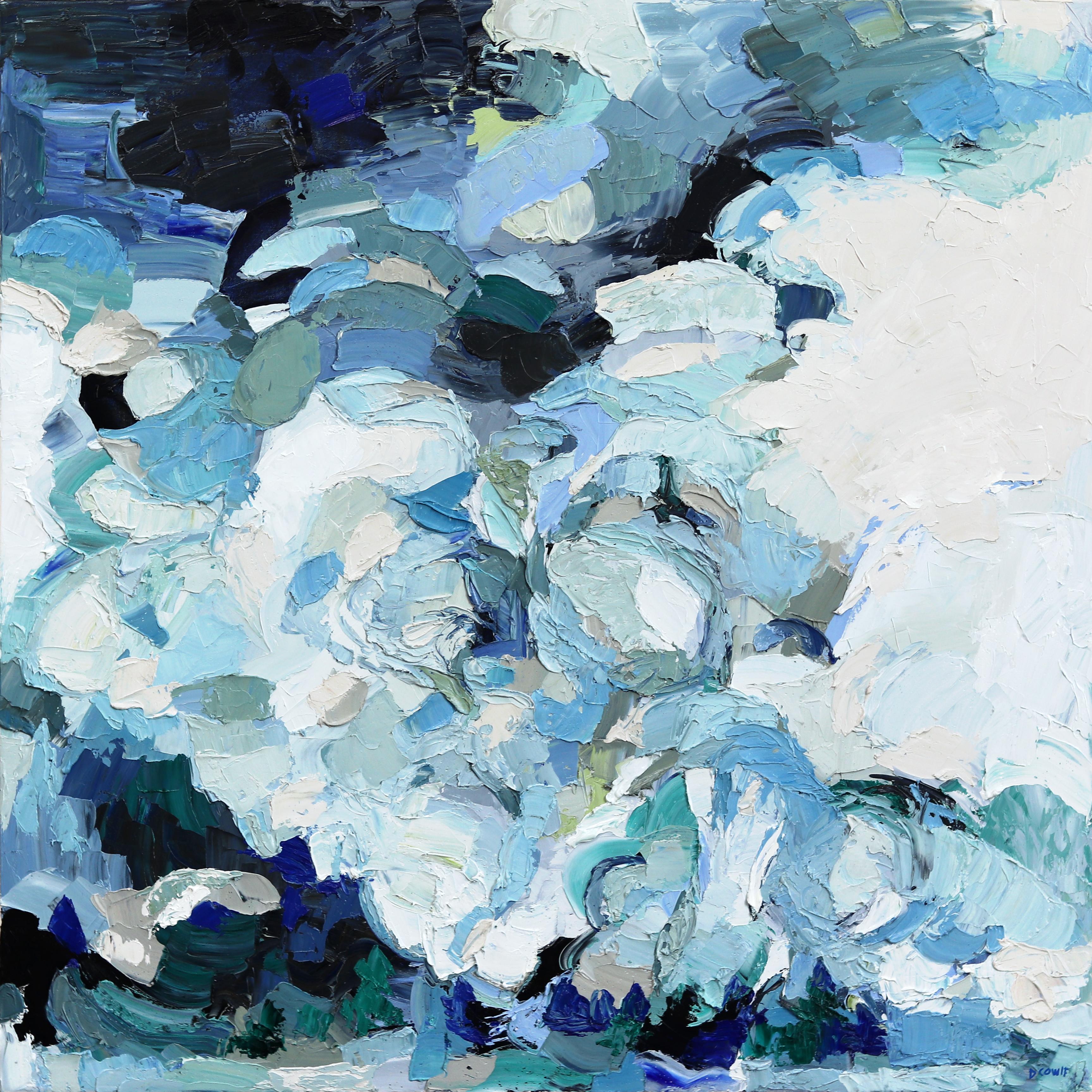 Abstract Painting Dana Cowie - Storm - Blue Cool Tone Abstract Dramatic Landscape Textural Impasto Painting