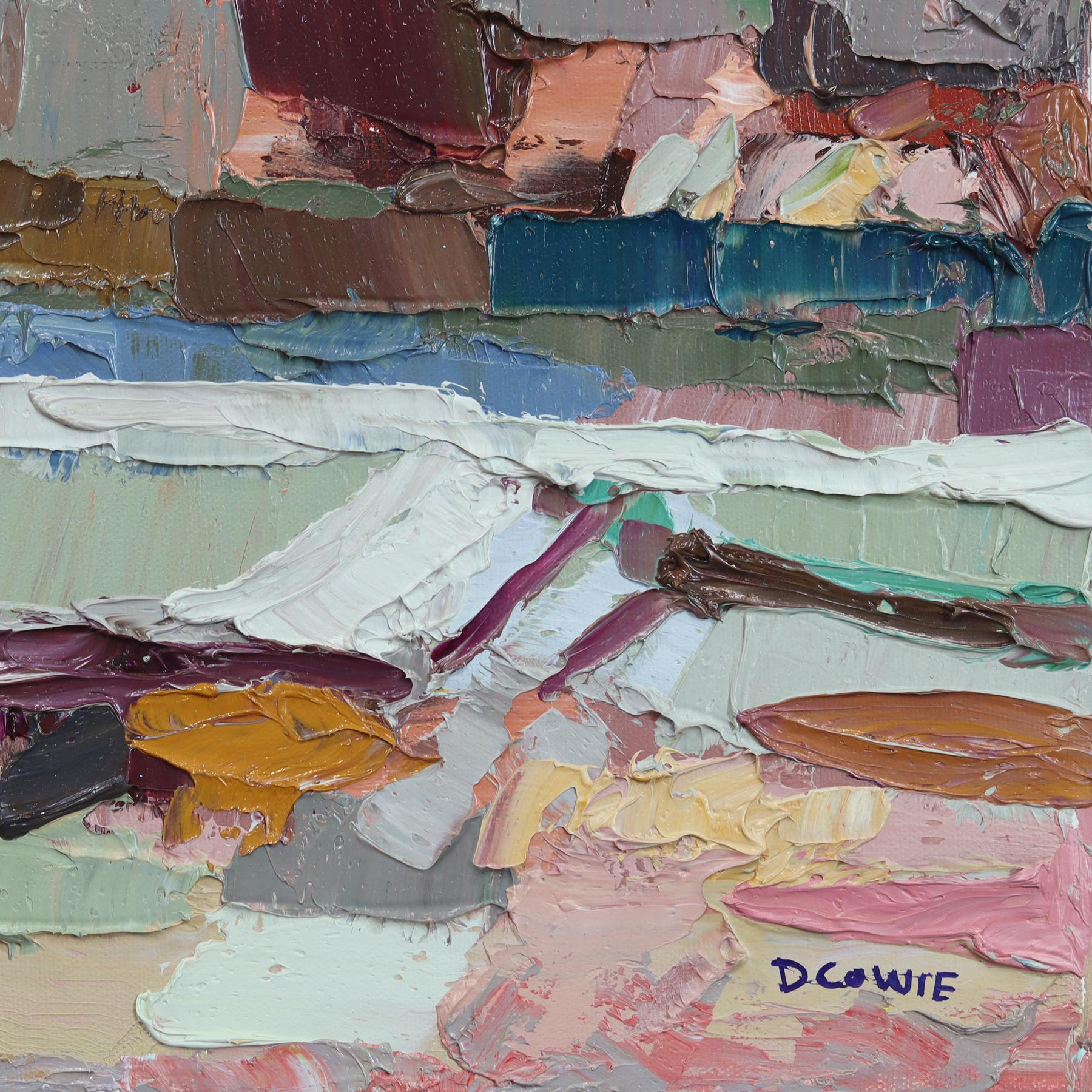 That House - Abstrakte Farbe durchtränkt Landschaft Textur Impasto Ölgemälde im Angebot 4