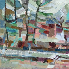 That House - Abstract Color Drenched Landscape Textural Impasto Oil Painting