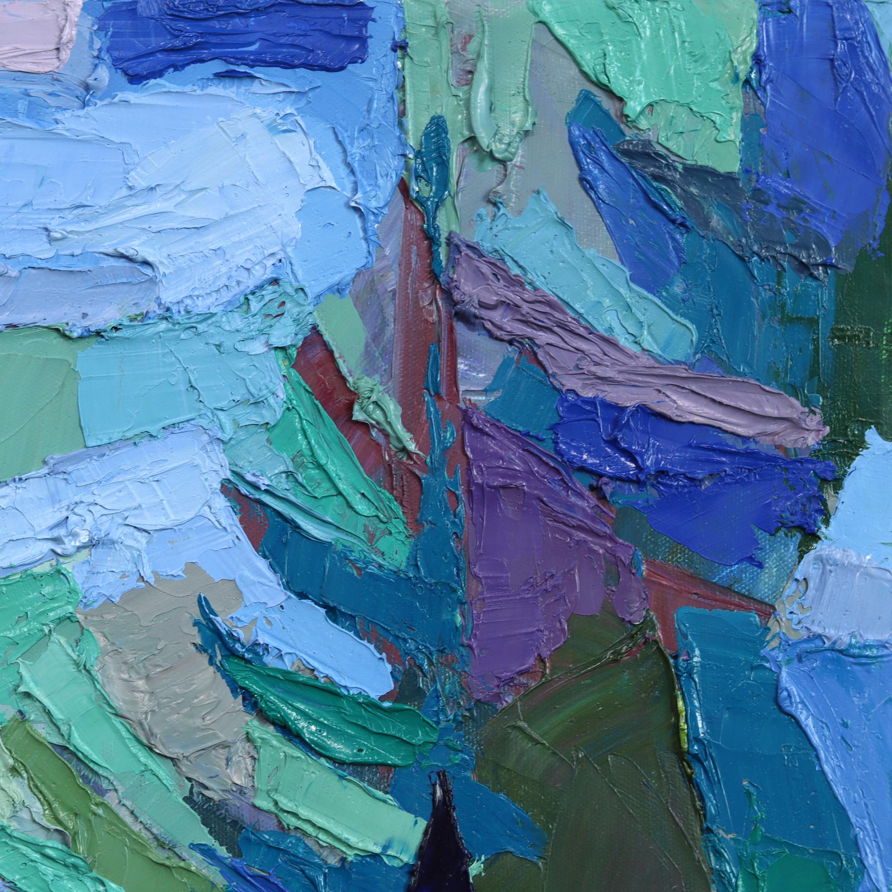 Whistler Abstraktion! - Abstrakt Blau Landschaft Textur Impasto Ölgemälde im Angebot 2