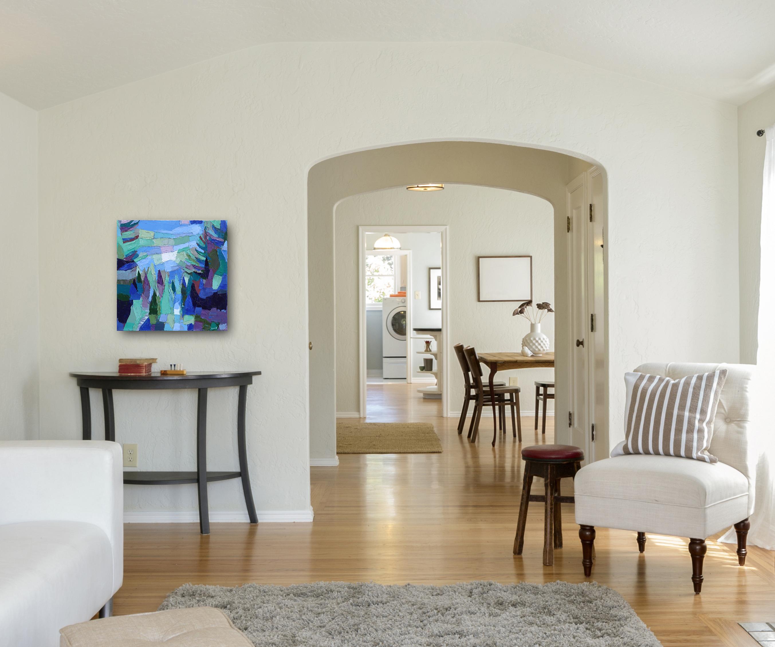 Whistler Abstraktion! - Abstrakt Blau Landschaft Textur Impasto Ölgemälde im Angebot 3