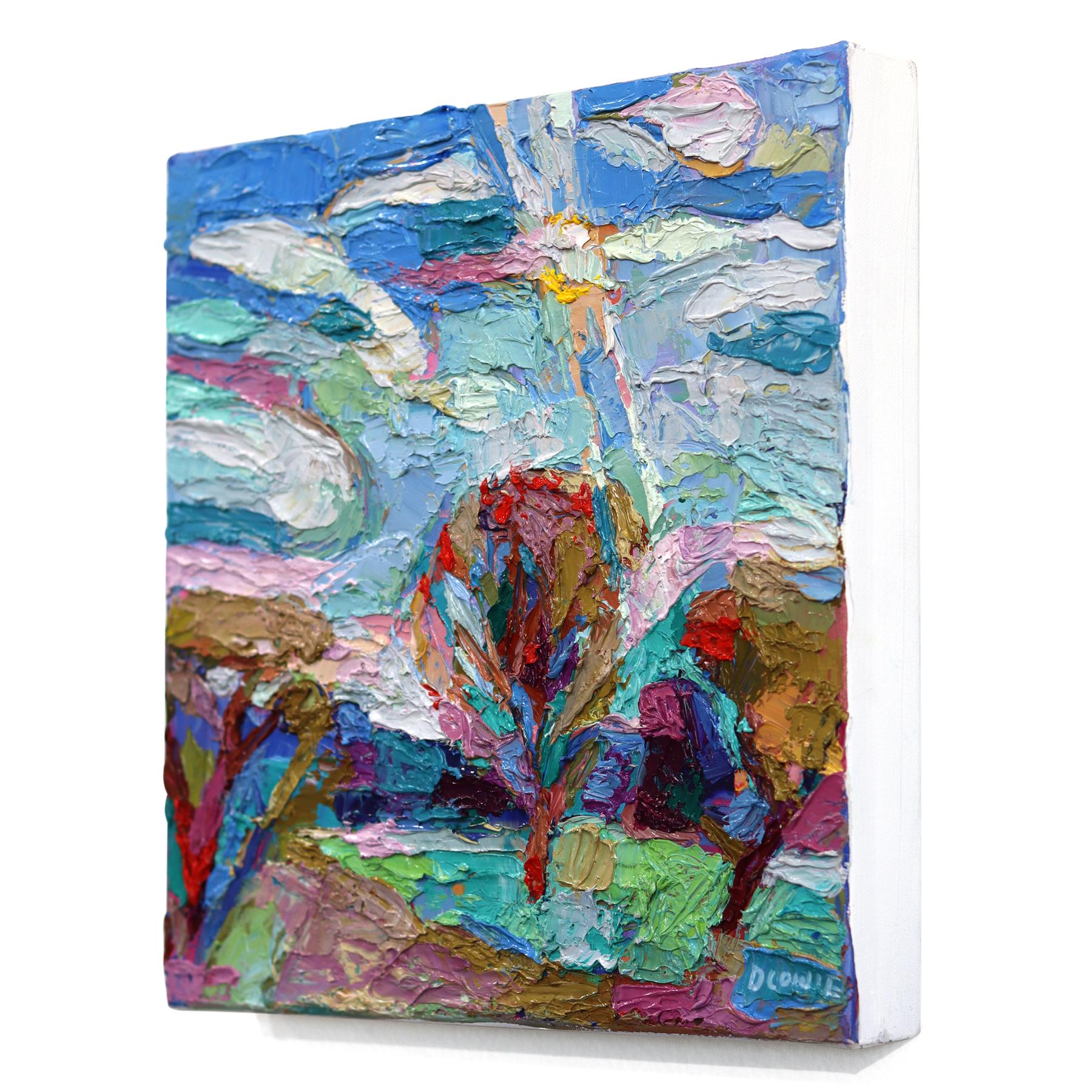 Mit einer pastosen, malerischen Technik schafft Dana Cowie kubistisch inspirierte Bauernhof- und Landschaften. Durch die Arbeit mit kontrollierten Farbschemata erscheinen ihre Kunstwerke aus der Nähe abstrakt und werden gegenständlicher, wenn der