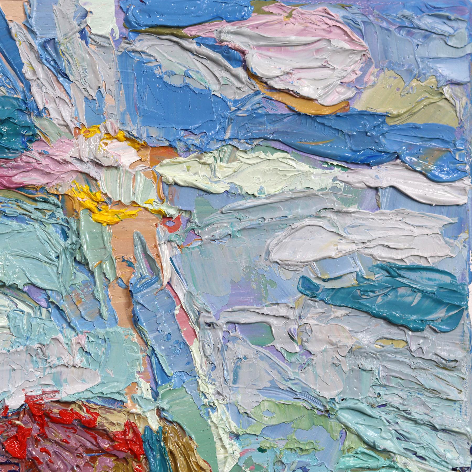 WOOLRICH Sweater - Abstrakte farbgetränkte Landschaft Textur Impasto Malerei im Angebot 1