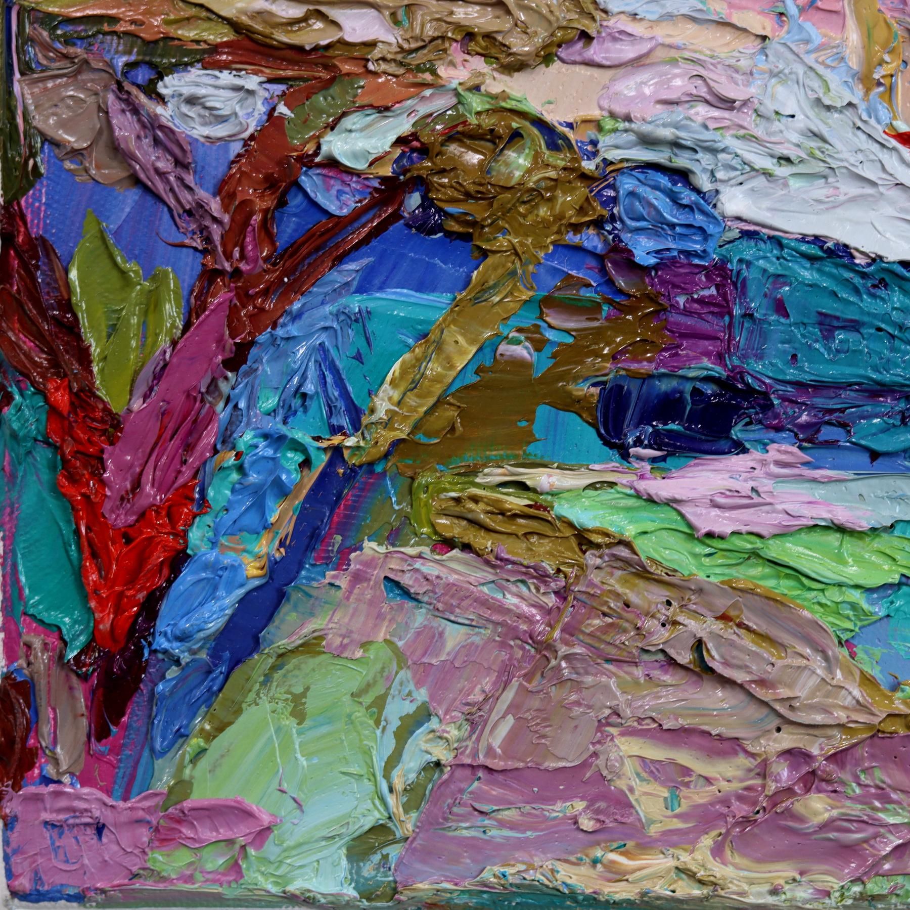 WOOLRICH Sweater - Abstrakte farbgetränkte Landschaft Textur Impasto Malerei im Angebot 3