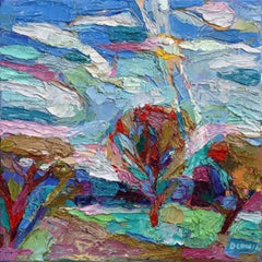 WOOLRICH Sweater - Abstrakte farbgetränkte Landschaft Textur Impasto Malerei