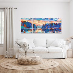 You Can Let The Thought Pass (Triptych) - Textural Landscape Impasto Painting