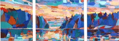 You Can Let The Thought Pass (Triptych) - Textural Landscape Impasto Painting