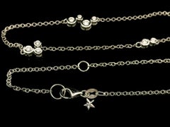 Dana David 18k White Gold 0.30ctw Diamond Scribble Cluster 5 Station Necklace