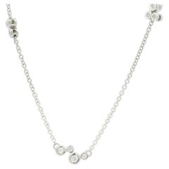 Dana David 18k White Gold 0.30ctw Diamond Scribble Cluster 5 Station Necklace