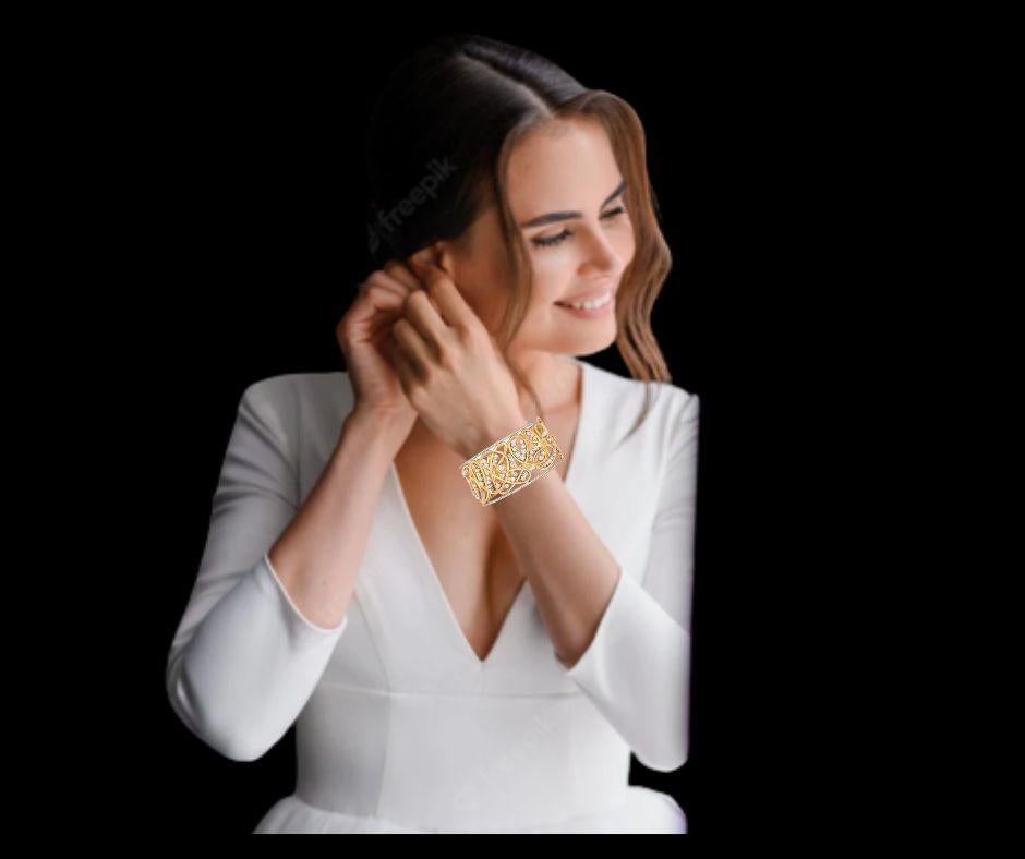 Moderne Dana David Scribble Bracelet jonc en or et diamants de 5 carats en vente