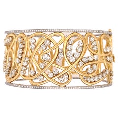 Dana David Scribble 5 Carat Diamond and Gold Bangle Bracelet