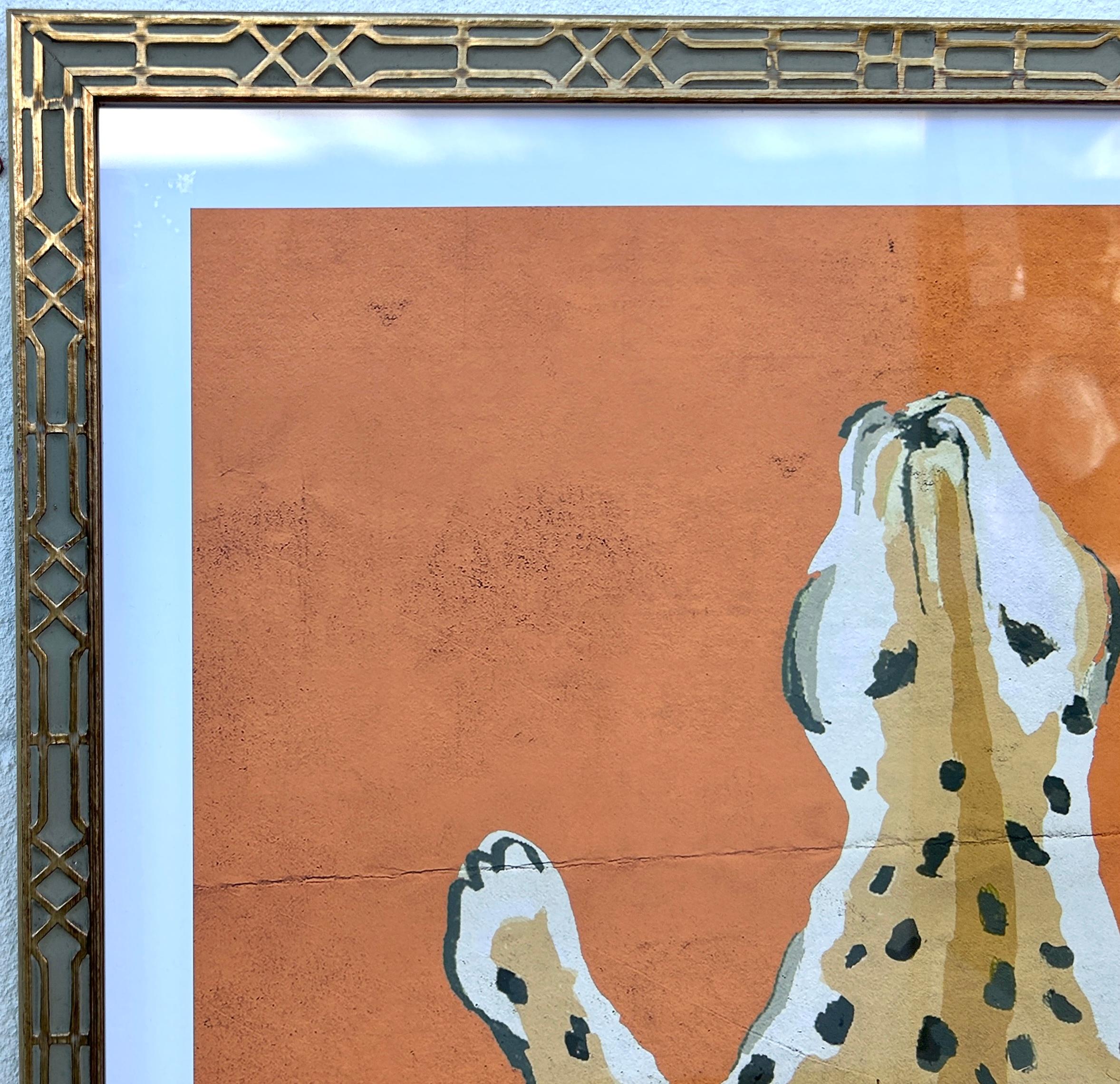 American Dana Gibson Large Framed Orange Tiger Print For Sale