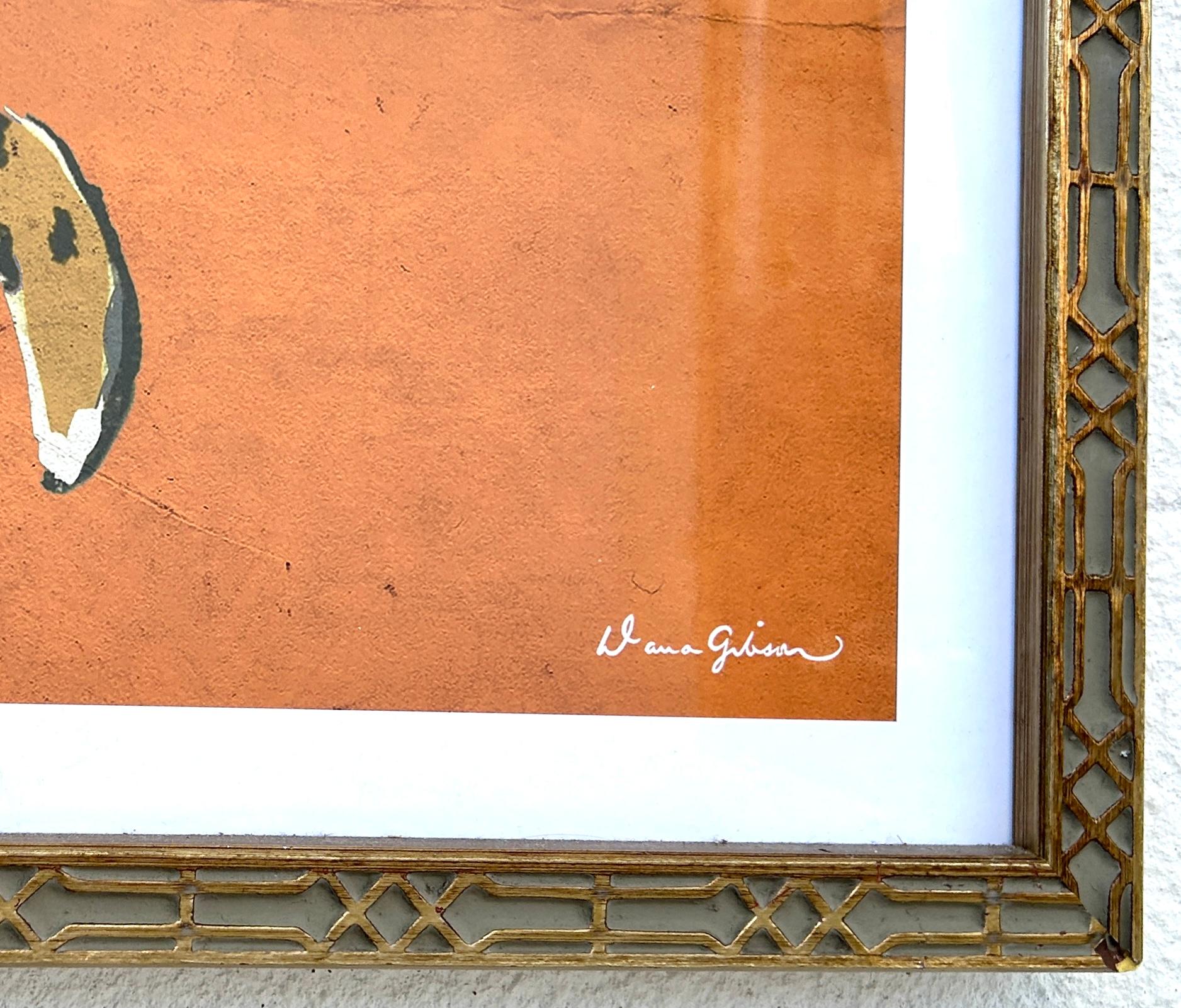 Dana Gibson Large Framed Orange Tiger Print In Good Condition For Sale In Bradenton, FL