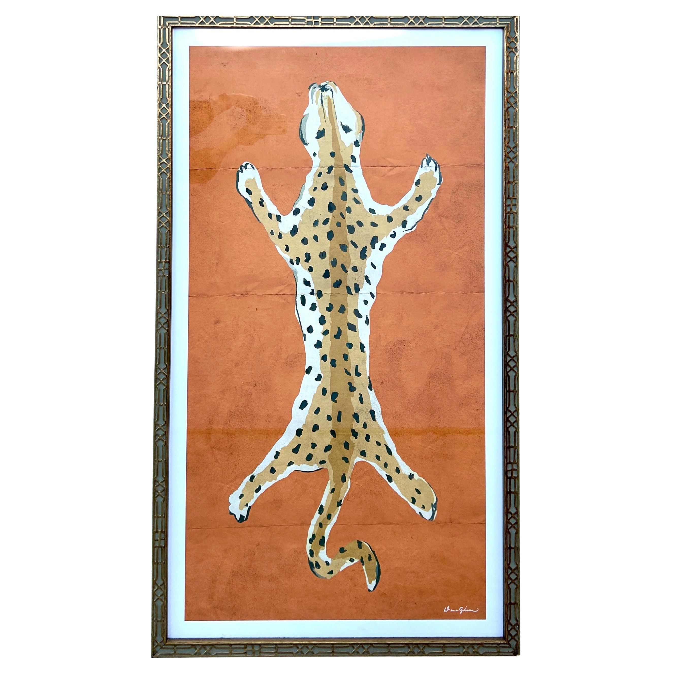 Dana Gibson Large Framed Orange Tiger Print For Sale