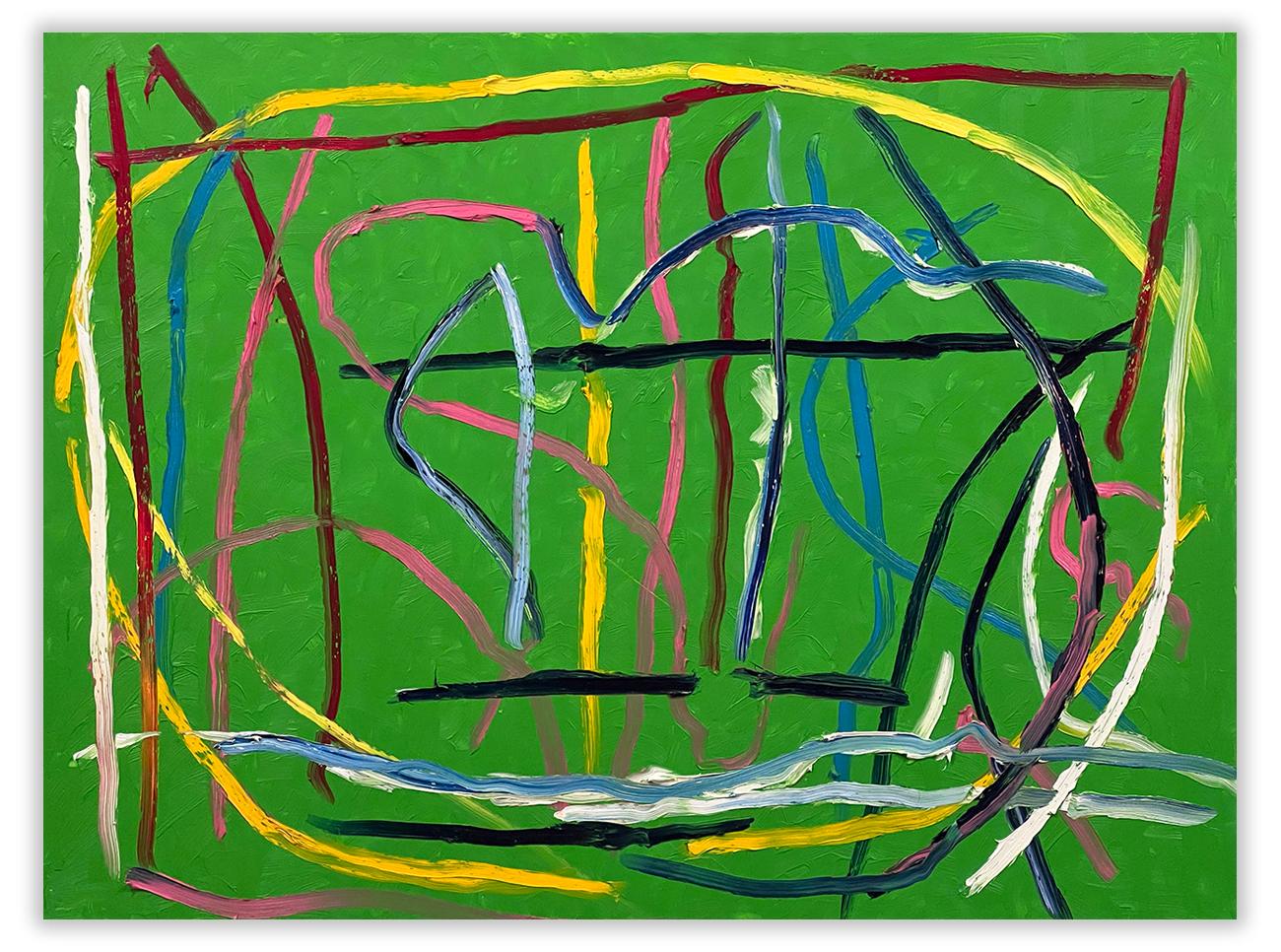 Dana Gordon Abstract Painting - Green City (Abstract painting)