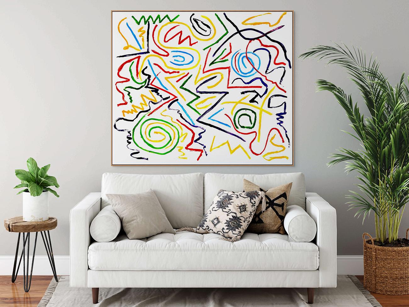 RIP Jerry Lee (Pittura astratta) - Abstract Painting Bianco di Dana Gordon