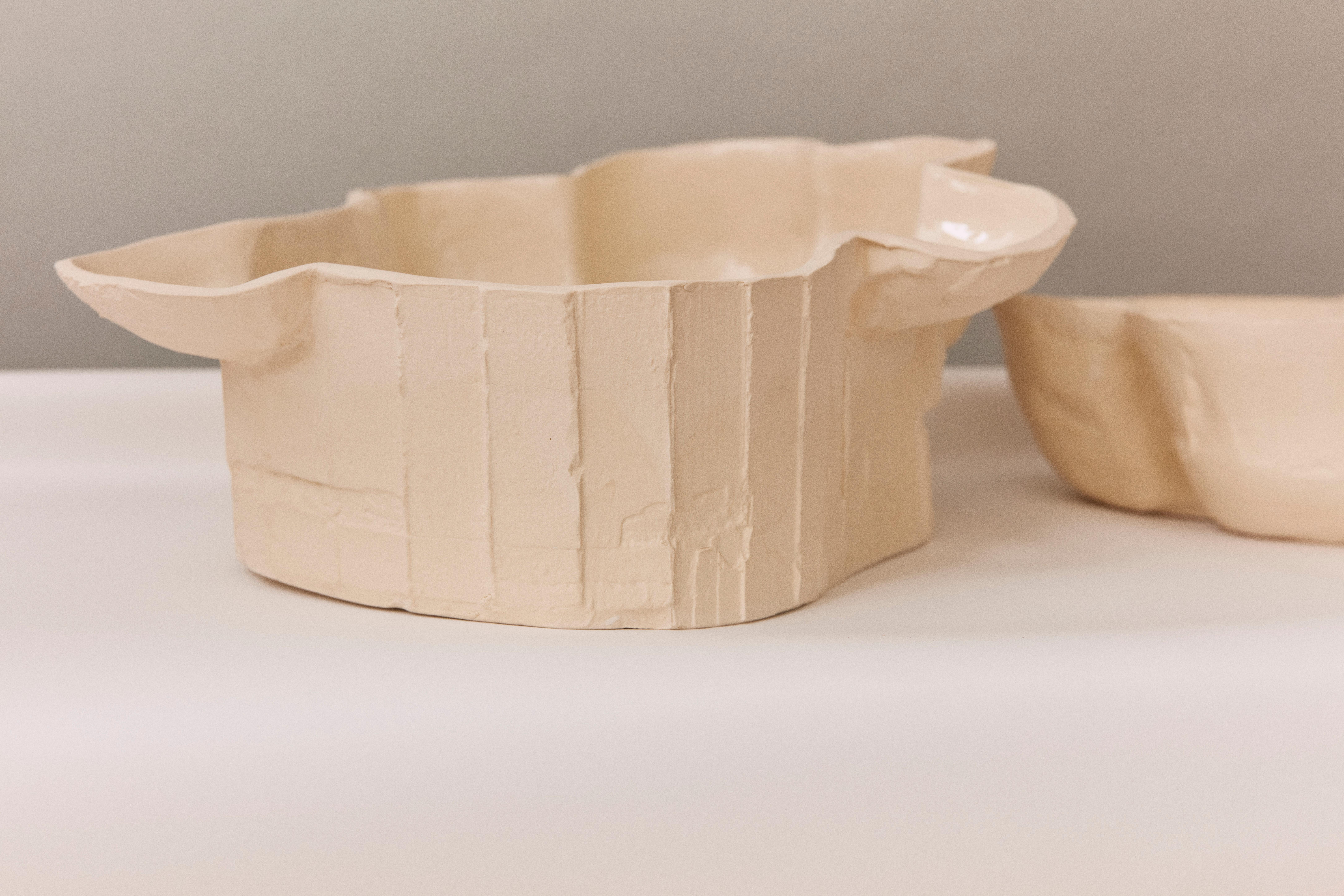 Ceramic Sculptural Stoneware Large Serving Bowl or Low Centerpiece  For Sale