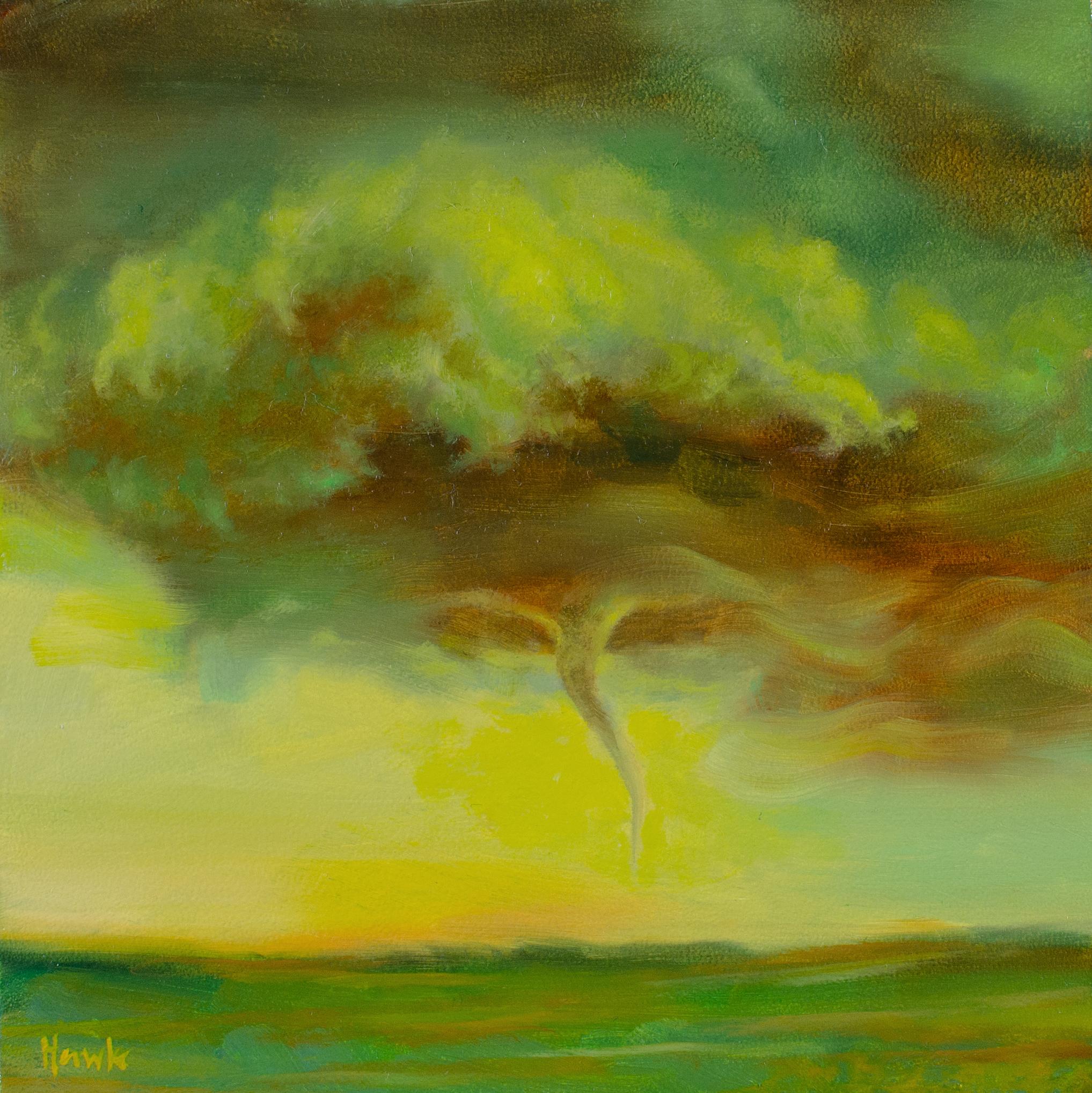 « Funnel I » de Dana Hawk, peinture à l'huile originale, Tornado