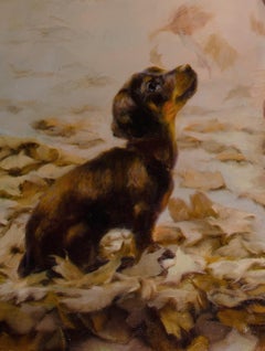 "Il cucciolo e la bestia" - Pittura originale di animali, olio su pannello