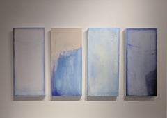 A Swimmer in Sapphire, Four Panel Painting in Cobalt Blue, Violet, Periwinkle