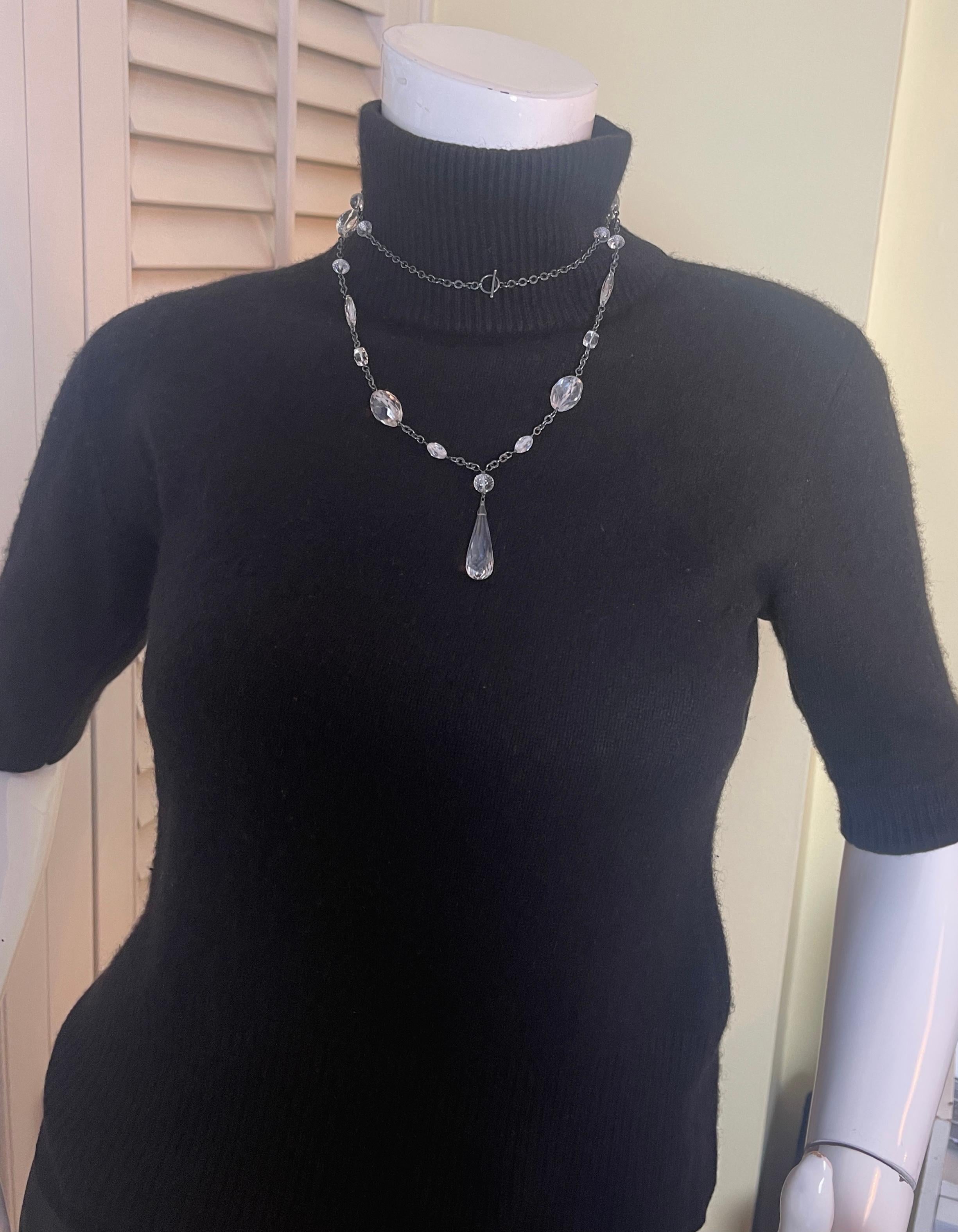 Dana Kellin Y-Halskette aus oxidiertem Sterlingsilber und klarem Quarz (Briolette) im Angebot