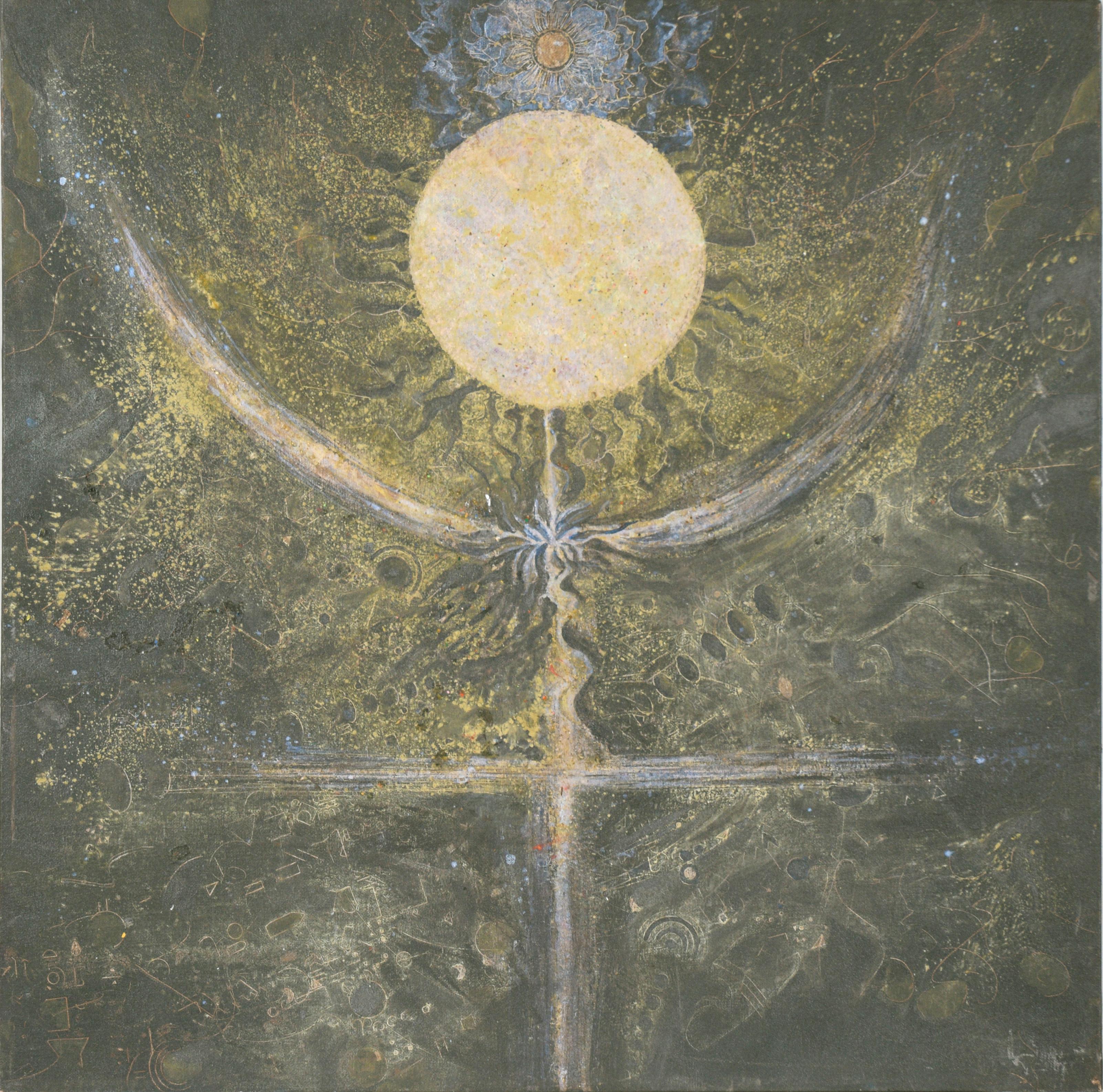 Dana Lynn Andersen Abstract Painting - "Plutonium Messenger" Symbolic Visionary Art in Acrylic on Canvas