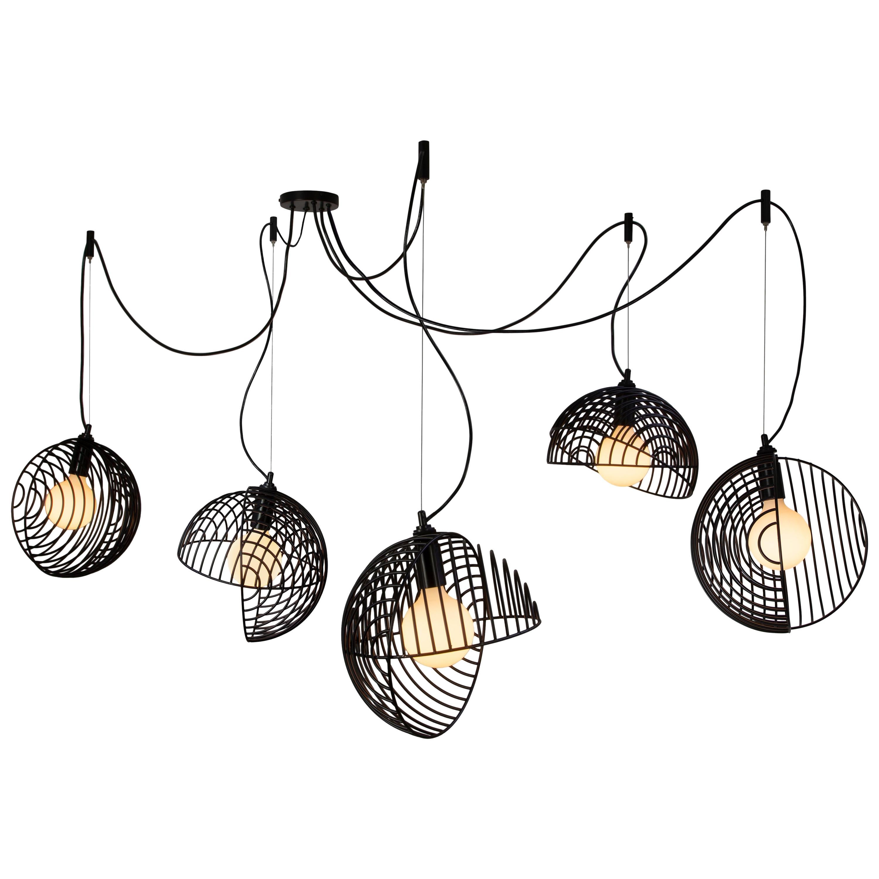 Dana Pendant Light, Black, Cluster of Five, from Souda, in Stock