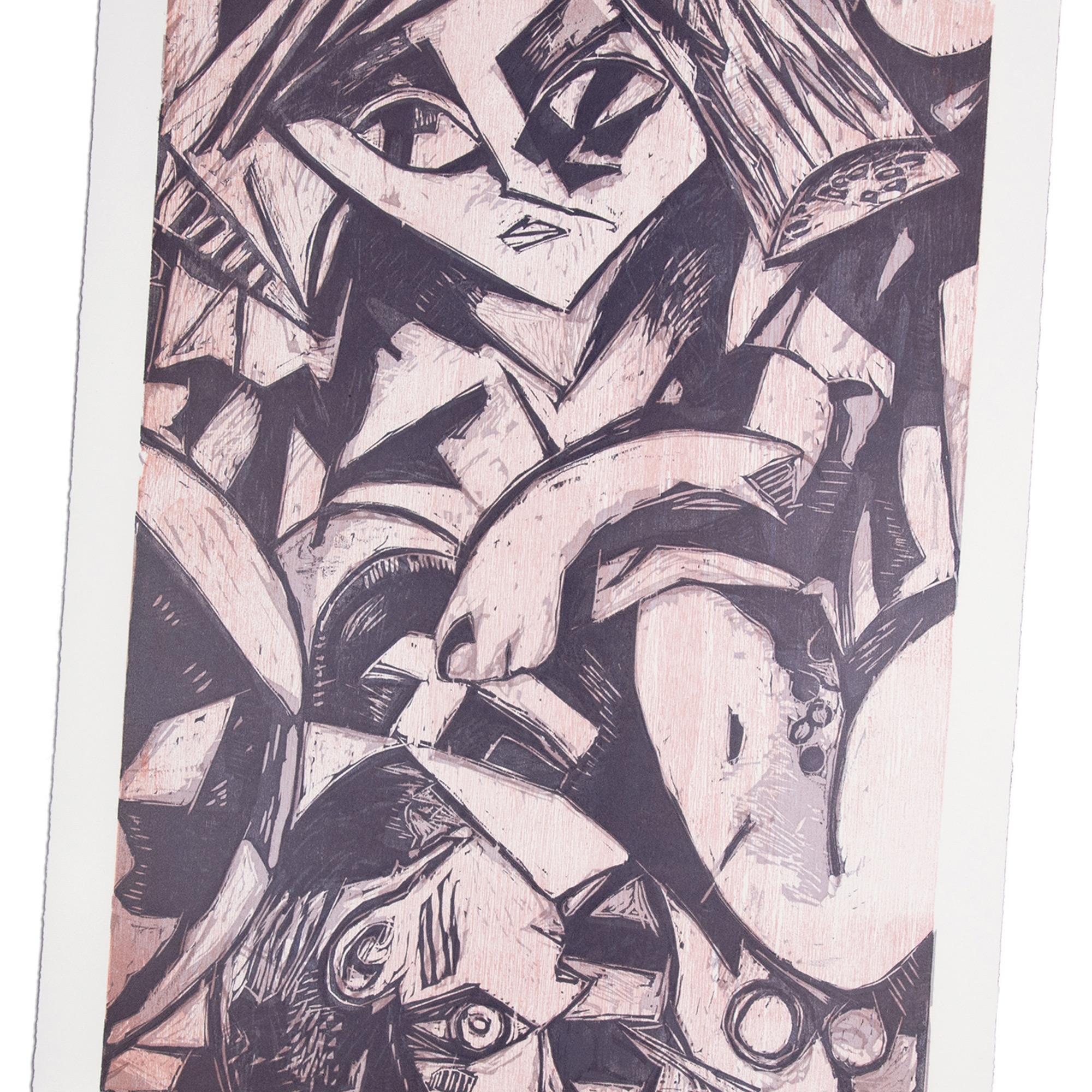 Dana Schutz, Chirurgia alla schiena a letto - xilografia, Pittore contemporaneo, Stampa firmata 3